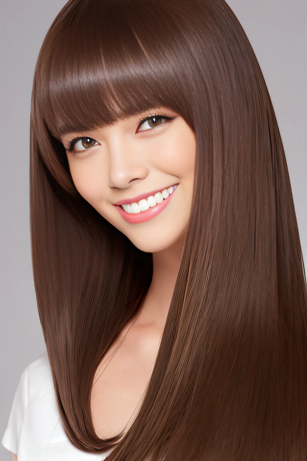 Beautiful woman with smooth hair　a smile