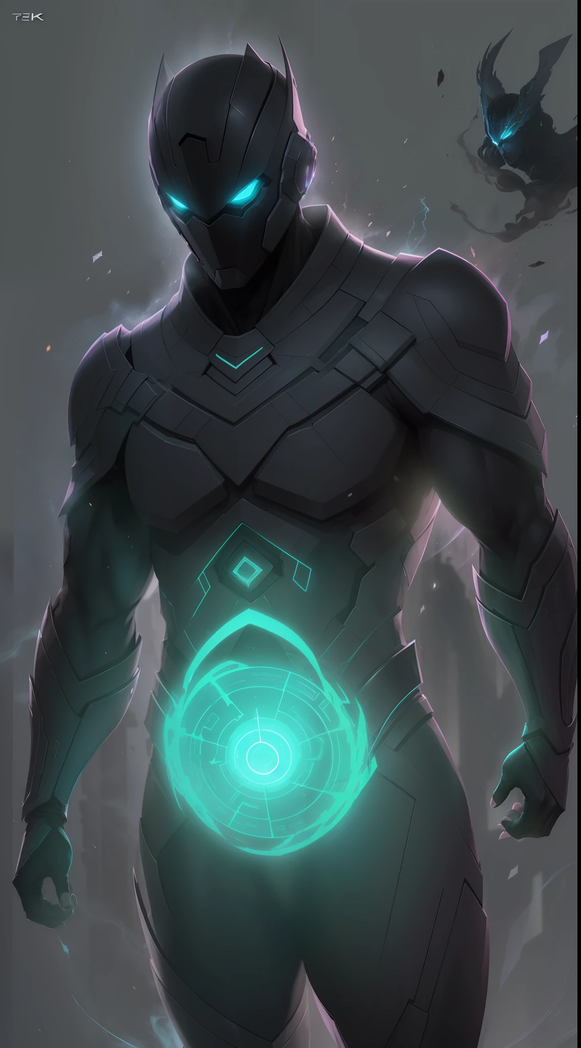 (Ultra resolution 8K), (impresionante obra maestra), Stunning superhero illustration "Shadow ether": With an enigmatic presence, Shadow Ether possesses a pale, translucent skin that appears to be made of dark smoke. atletic body,Her hair flows in gloomy strands and her eyes shine with an ethereal glow..... Viste un traje ajustado en tonos oscuros que se funden con las sombras, cuerpo musculoso con detalles sutiles que recuerdan a constelaciones. Su capa ondulante parece estar hecha de oscuridad misma, y puede estirarse para ocultarlo o envolverlo en sombras protectoras. Has the ability to merge with shadows and move through them, Volverse virtualmente invisible. Your hands can project bursts of dark energy, And his suit is designed to channel and amplify his connection to the shadow realm...... (Hetera lighting), Spectral illumination), (dark ilumination)