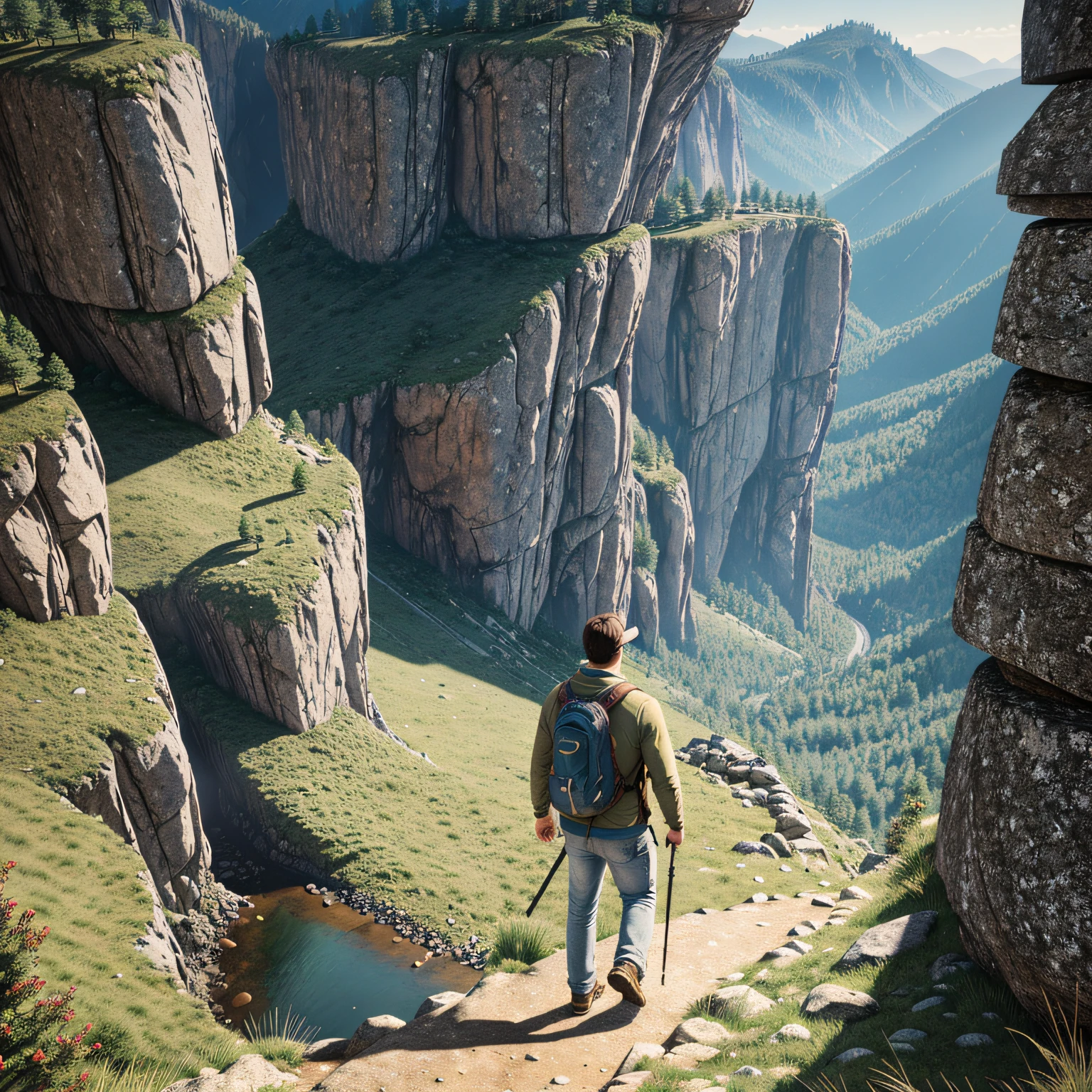 This is a very detailed matte painting,Depicts a man watching a giant monster on a mountain。Use Makoto Shinkai、artgerm、wlop、The style of painters such as Greg Rutkowski;The details and volumetric lighting are superb。The screen resolution is 4K,A masterpiece in line with Artstation's trends。 --auto