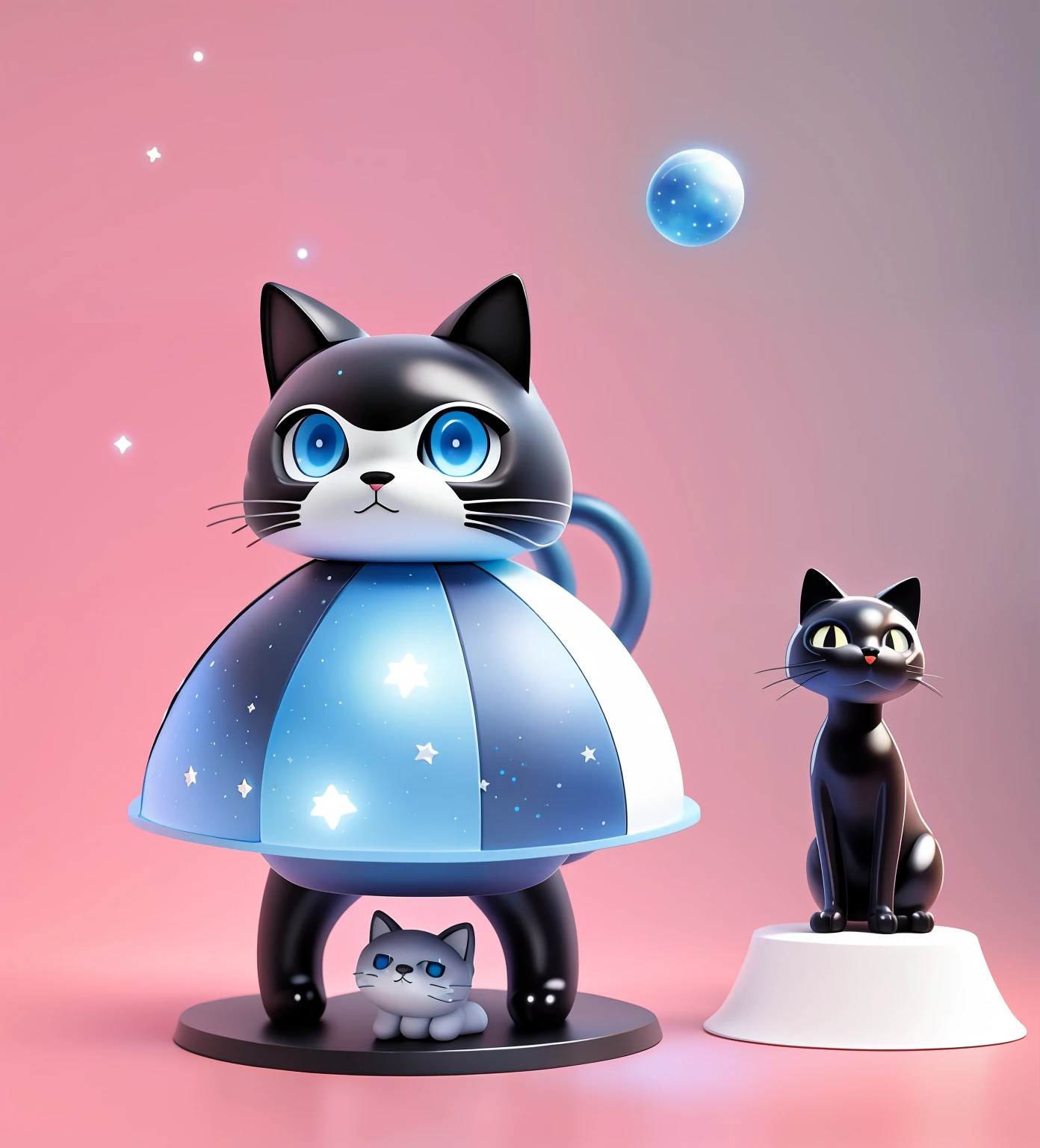 ip, Black cat,Mysterious cat,Blue clothes, Cool cat, starrysky, greybackground