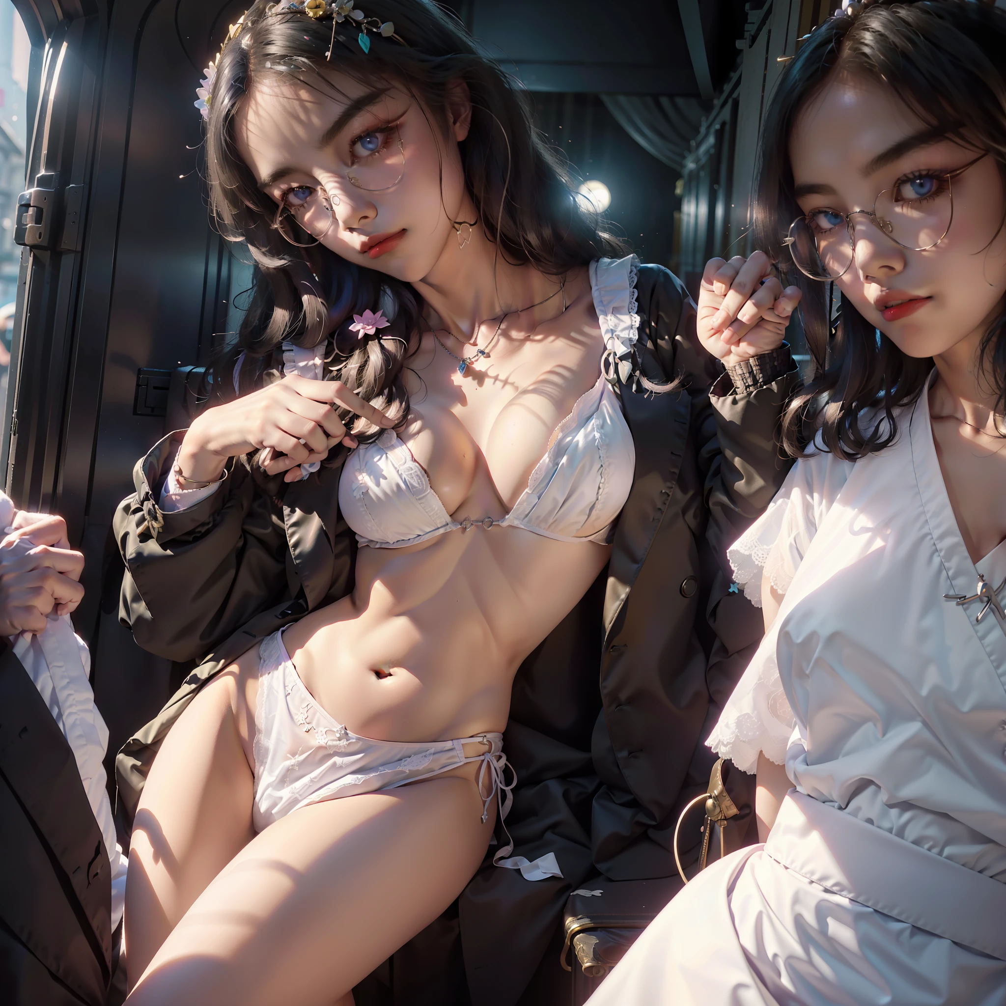 1girl,Priesthood,beautiful vintage color,instagram(realisticlying,A high resolution:1.4),((puffy eye)),looking at viewert,,full bodyesbian(8k,RAW photos,best qualtiy,tmasterpiece:1.2),(realisticlying,Photorealistic:1.37),(Sharp focus:1.2), profesional lighting, photon maping, Radio City, physically-based renderingt, (paleskin:1.2),(smallunderboob:1.2), looking at viewert, (mid hair:1.5), portrait,Purple pupils,(silber hair:1.1),By bangs,(simplebackground:1.4),独奏,The upper part of the body,photorealestic,(tmasterpiece:1.4),(Best Picture Quality:1.4),(with fair skin),Mage Sister,Makeup,ssmile(being thin,Keep one's mouth shut,is shy:1.3),(standing on your feet,Black Stewardess Uniform,A Necromancer:1.1),medium chest circumference,sexyposture,