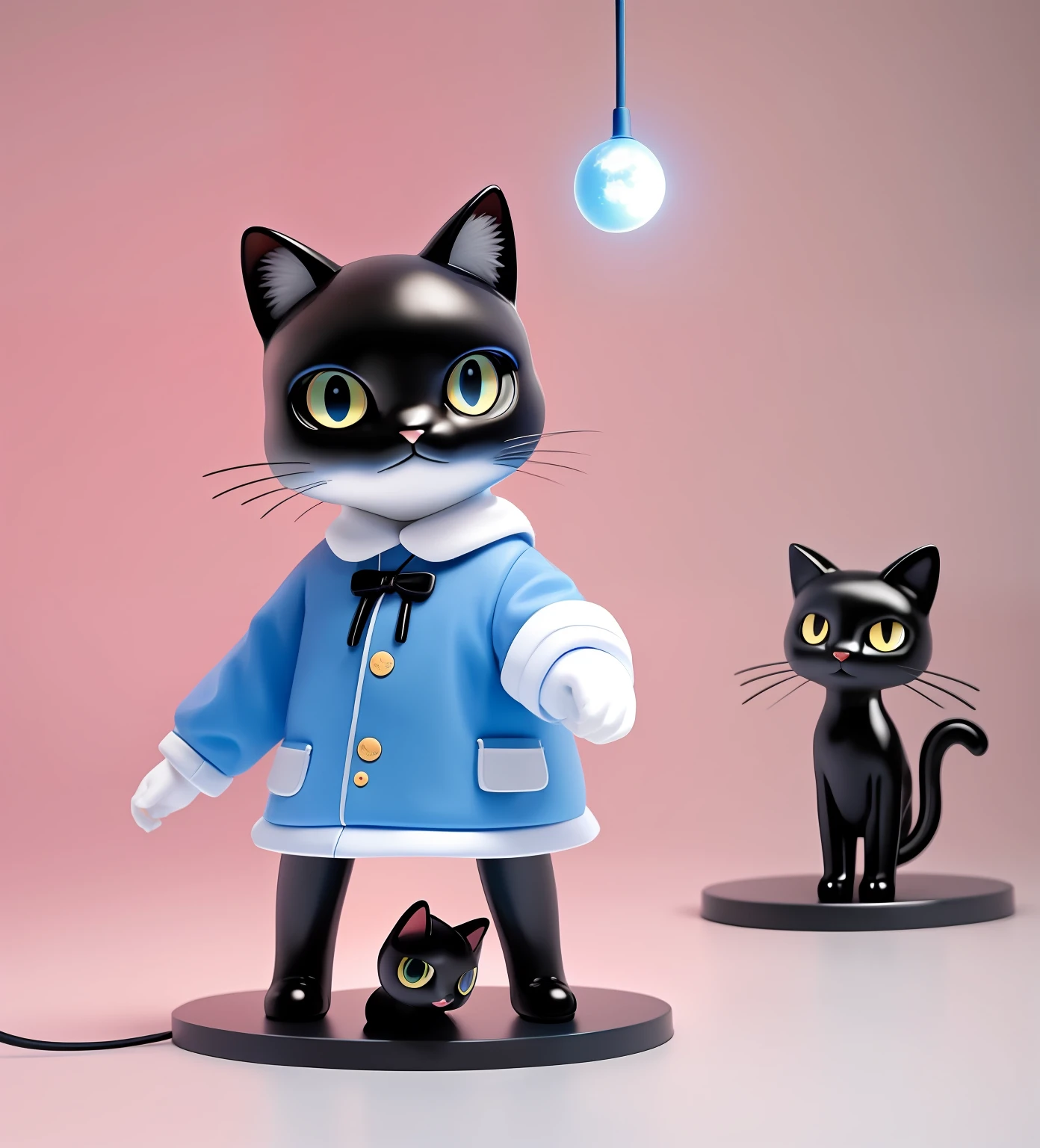 ip, Black cat,Mysterious cat,Blue clothes, Cool cat, At night