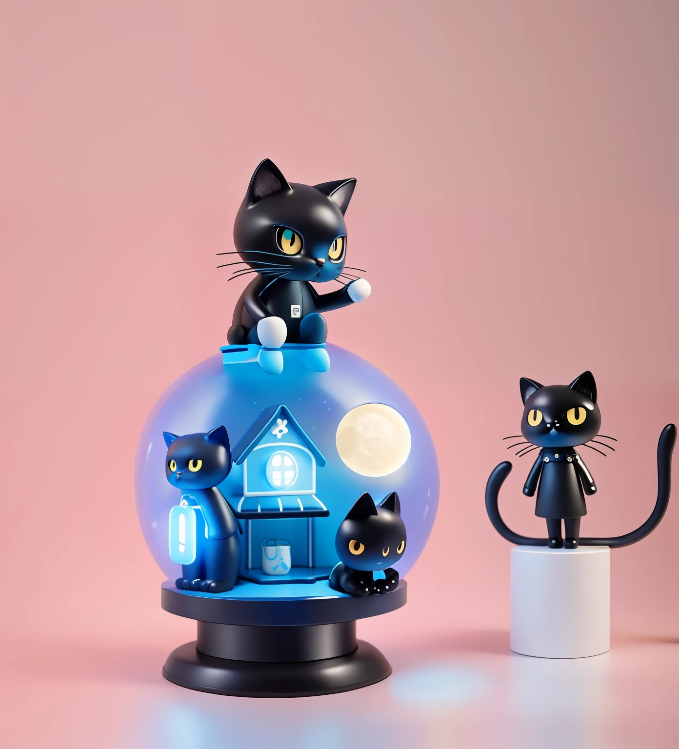 ip, Black cat,Mysterious cat,Blue clothes, Cool cat, At night