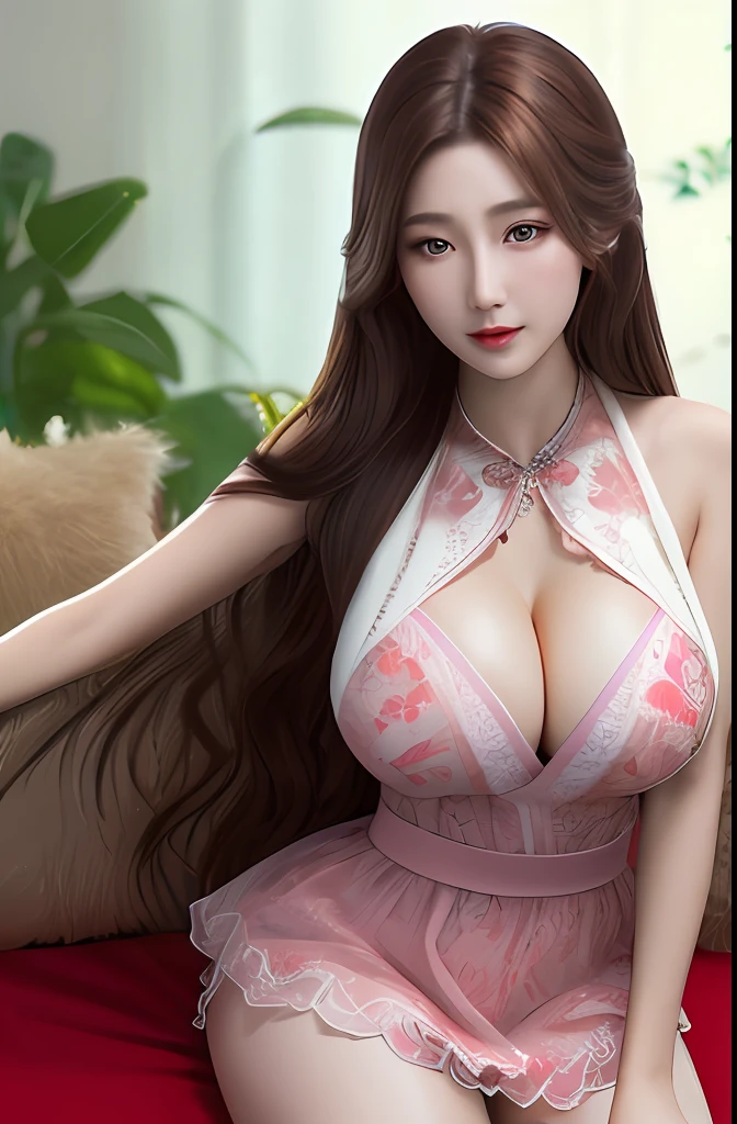 Very detailed eyes, very detailed face, very beautiful woman, best quality, super detailed (photorealistic), very delicate and beautiful legs, beautiful red eyes, absurdity, very detailed facial ahegao expression, professional illustration, shy, ff Mai Shiranui,super big breast,brown hair,long hair,