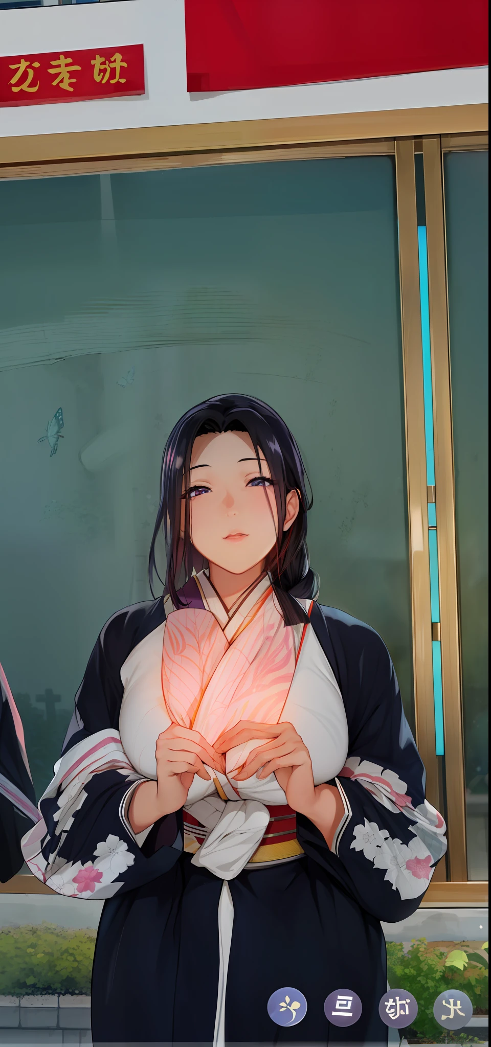 (Night:1.7), Japan, Tokyo, CityView, Before Window,
Standing at attention,
(White_kimono:1.3),cleavage,
black_hair, long_hair, hair_pulled_back,parted_lips,purple_eyes, braid,
1 girl, 24yo,mature female,Beautiful Finger,Beautiful long legs,Beautiful body,Beautiful Nose,Beautiful character design, perfect eyes, perfect face,
looking at viewer, in the center of the image,
NSFW,official art,extremely detailed CG unity 8k wallpaper, perfect lighting,Colorful, Bright_Front_face_Lighting,
(masterpiece:1.0),(best_quality:1.0), ultra high res,4K,ultra-detailed,
photography, 8K, HDR, highres, absurdres:1.2, Kodak portra 400, film grain, blurry background, bokeh:1.2, lens flare, (vibrant_color:1.2)
(Beautiful,large_Breasts:1.4), (beautiful_face:1.5),(narrow_waist),