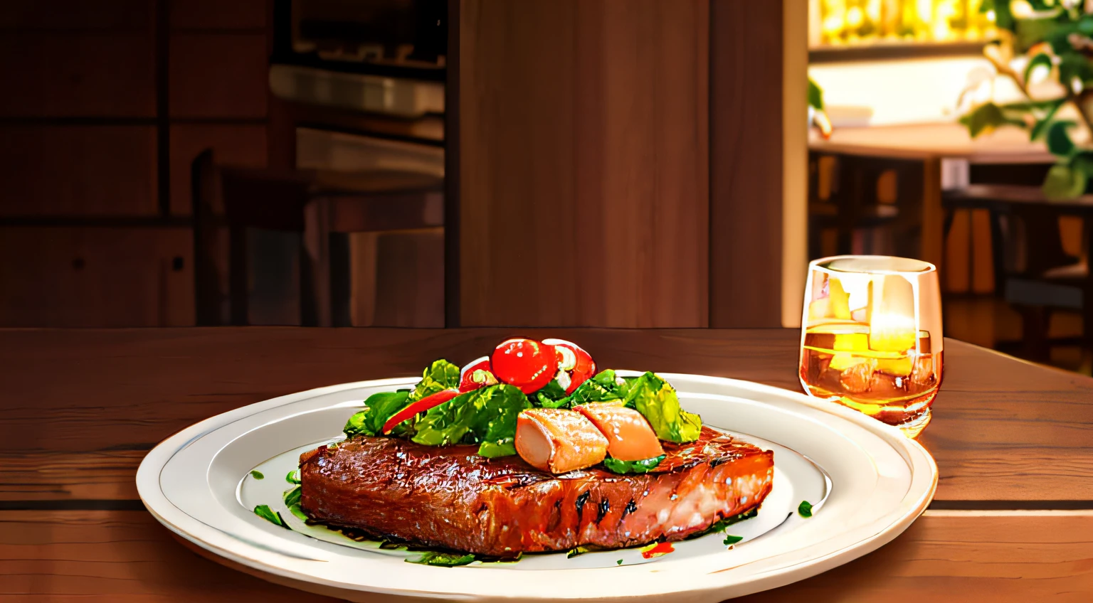 There was a plate of food and a bowl of salad on the table, food commercial 4 k, professional food photography, salmon khoshroo, professional food photo, shot with canon eoa 6 d mark ii, Shot on Sony A 7 III, taken with a Sony A7R camera, super realistic food picture, High quality photos, author：Dietmar Dammelau