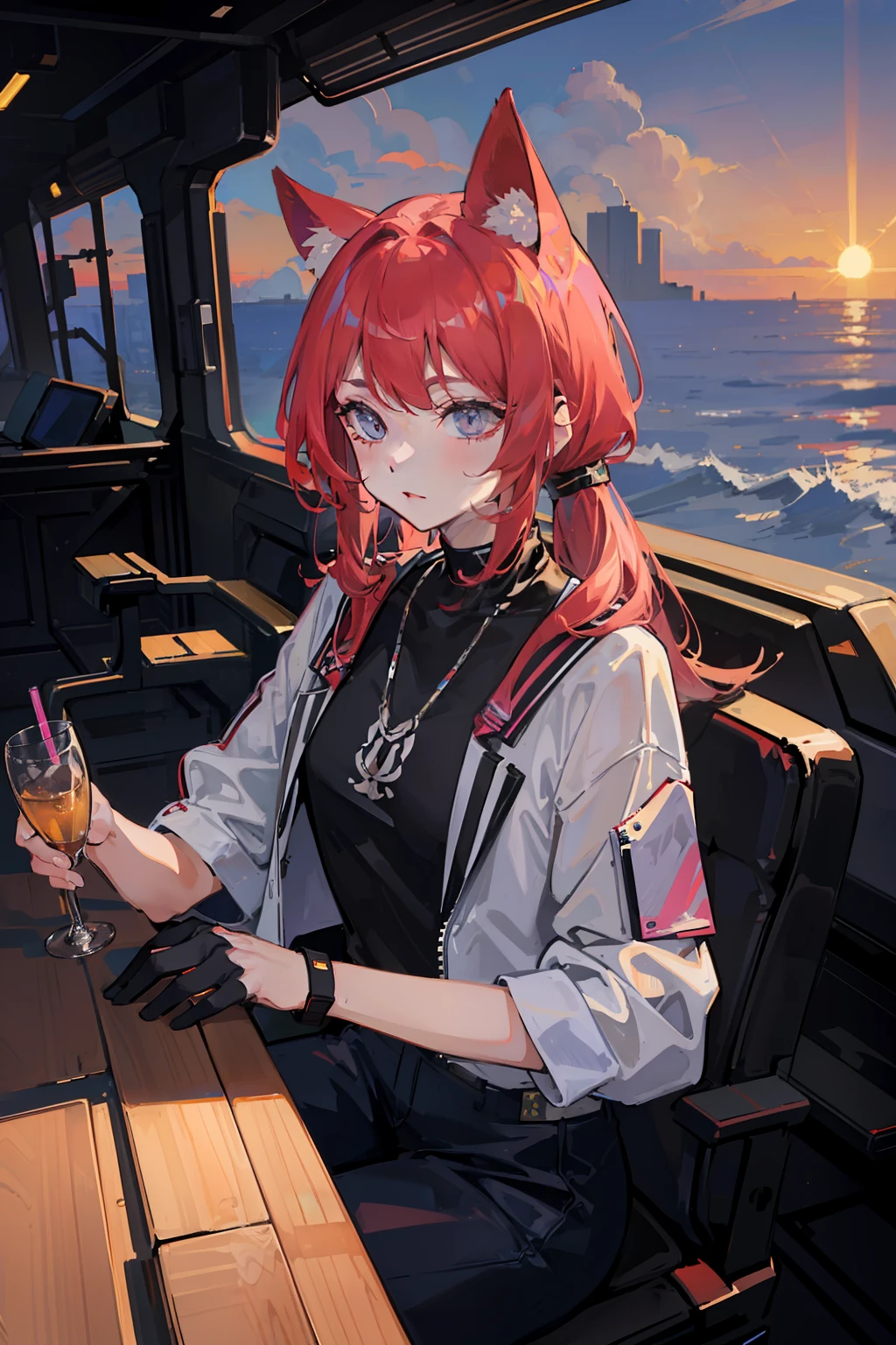 (nvinkpunk: 1.2) (snthwve style: 0.8) Corvette, light wave, sunset, complex and elaborate design