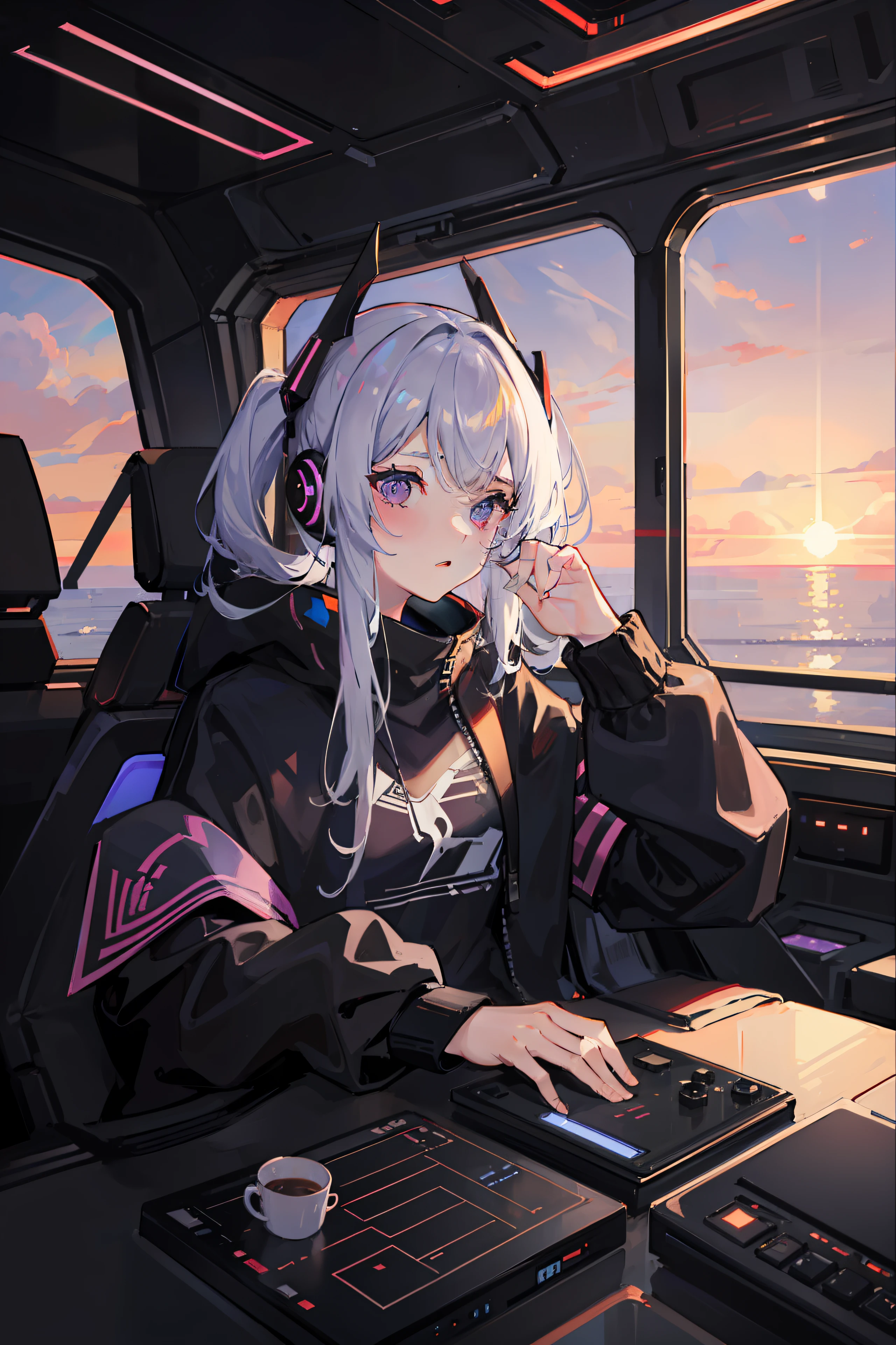 (nvinkpunk: 1.2) (snthwve style: 0.8) Corvette, light wave, sunset, complex and elaborate design