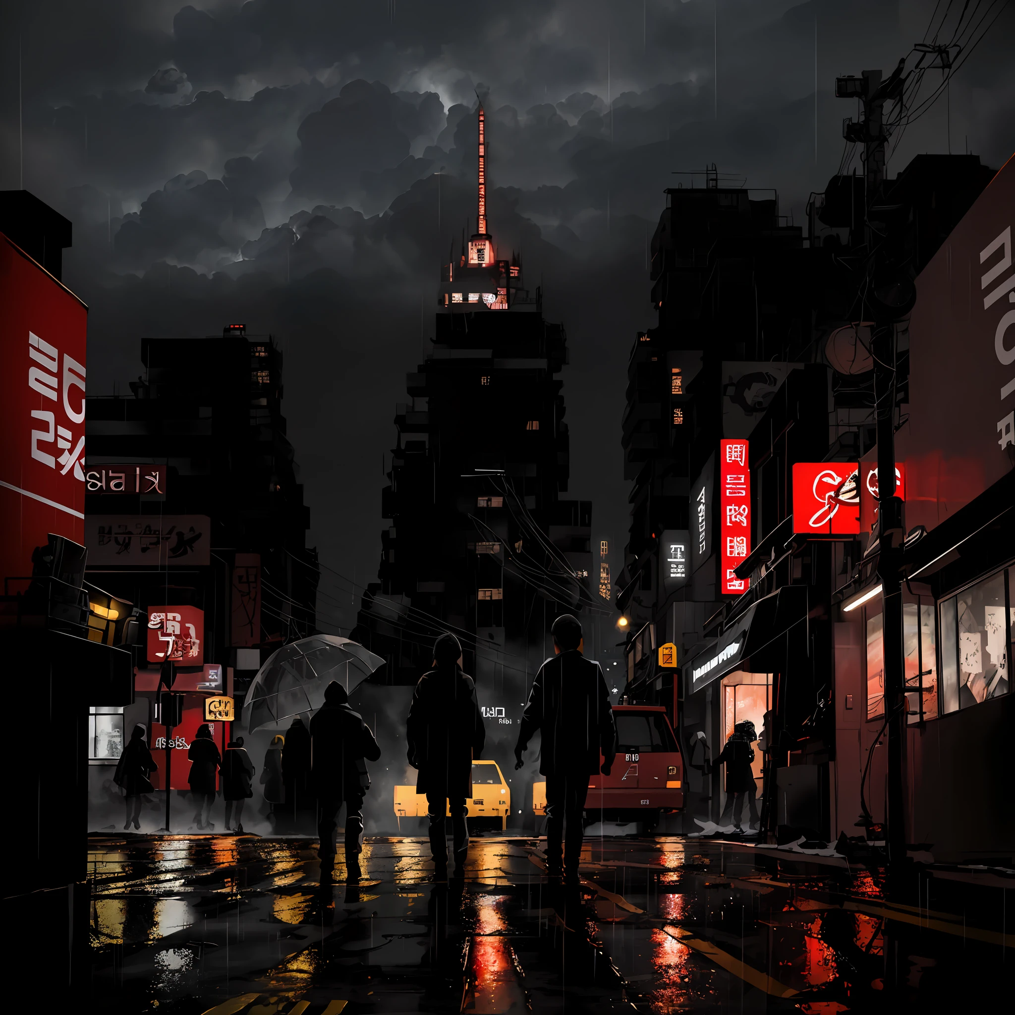 Armageddon, epic reality, (HDR:1.2), apocalypse, frozen, abandoned, gray tones, night, , hyperdetail: 1.2), art station, cinematic lens, (close-up:1.3), buildings, snowy, radiant, war-torn city, retro, high-rise building, oppressive atmosphere, cloudy, buildings on either side,