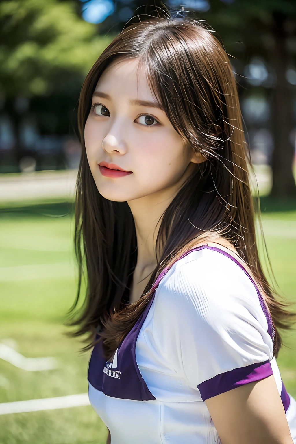 (((Sports, Short, Long, Running, Jogging, Marathon, Exercise, Athletics, Running, Running Posture, Running, Feeling of Galloping, Sweat, Sweat, Sweating Lots)))), ((Volley Uniform: 1.3, White, Red, Blue, Uniform: 1.3, Lower, Swaying, Hetero)), ((White, Red, Blue, Bloomers: 1.2, Low Rise)), (Athletics, Floating Hair NovaFrog Style, Floating Hair, Hair and Clothes That Flutter in the Wind, High School, Slender Abs: 1.2, Navel, Serious Look), (The shape of the pubic area is clearly visible)), Blushing, NSFW, 8k, RAW Photo: 1.2, (Best Quality: 1.4, Masterpiece: 1.4), Super Detail, Best Illustration, Ultra High Resolution, Portrait, Film Grain, 1girl, POV, Depth of Field, Photorealistic: 1.4, detailed hair, realistic hair, realistic lighting, realistic shadows, realistic clothing, realistic skin, natural skin texture, portrait: 0.6, light particles, lens flare, glowing particles: 0.6, bokeh: 1.2, clean: 1.8, professional lighting, photon mapping, radiosity, physically based rendering, incredibly absurd, Glossy skin, pale skin: 1.2, PureErosFace_v1: 0.7, fair skin: 1.1, round face: 1.5, mouth open, puffy eyes, purple eyes, double eyelids, egyosar: 1, floating hair, makeup, Japan girl, lovely thighs, shining thighs, shining legs