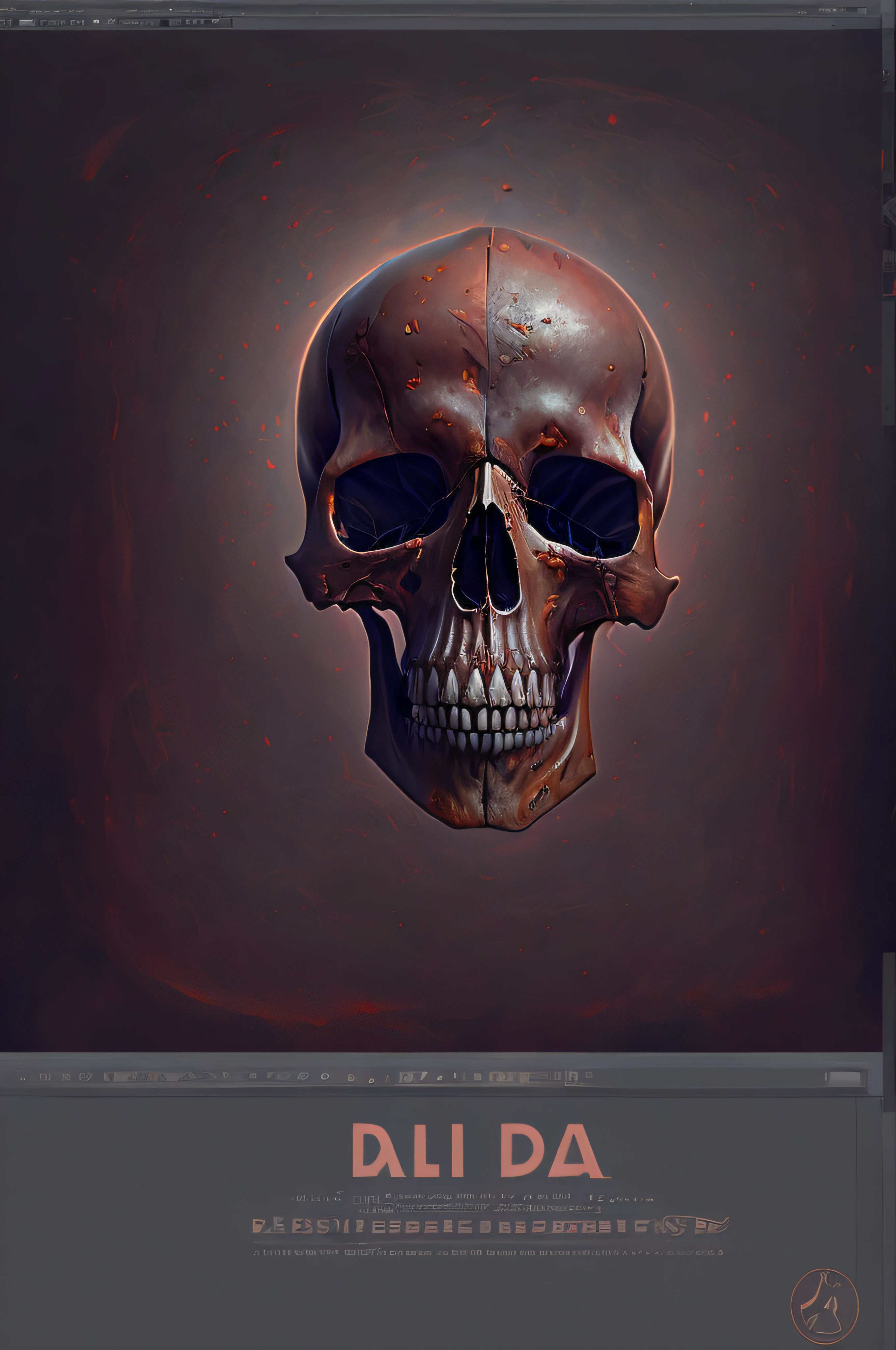 1Realistic Skull, low key lighting, looking at viewer, frontal, creep, Dark background, Detailed, macabre, art by dali, surrealist, Digital painting, Sharp focus, artstation, symetry, correct proportions