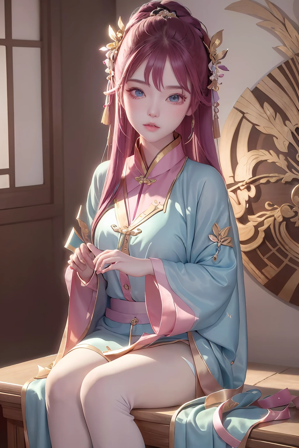 tmasterpiece,best qualtiy,tmasterpiece,best qualtiy,offcial art,beuaty girl,with pink hair,非常详细的 CG 统一 8k 壁纸,One day,1 girlirl,schools,Ancient Style