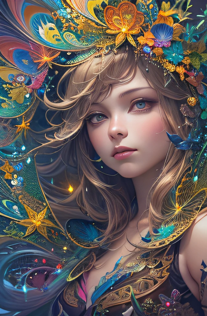 (masterpiece, top quality, best quality, official art, beautiful and aesthetic:1.2), (1girl), extreme detailed,(fractal art:1.3),colorful,highest detailed