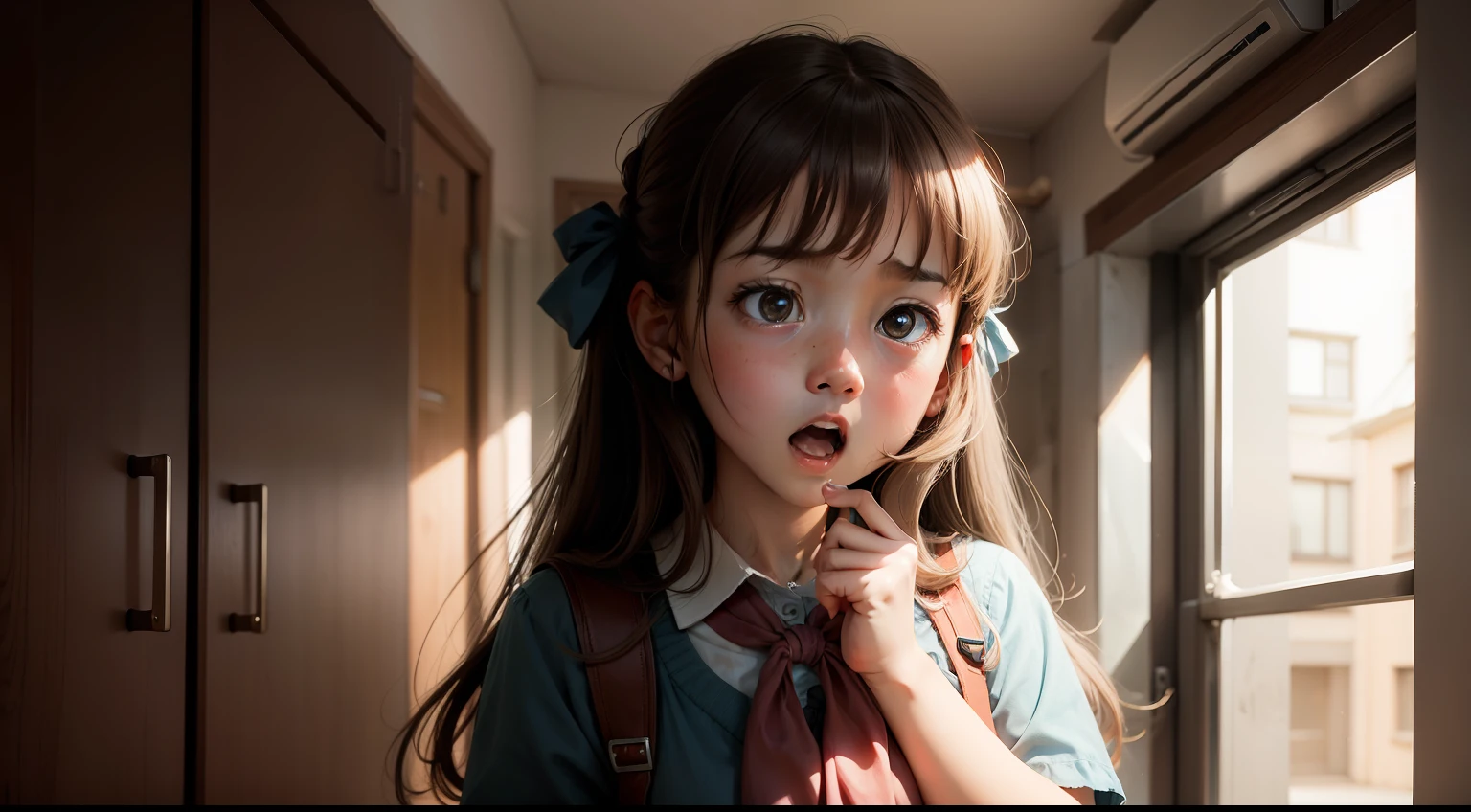 A girl surprised.