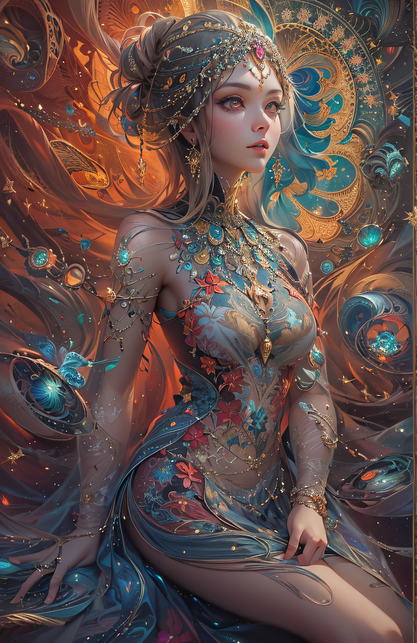 (masterpiece, top quality, best quality, official art, beautiful and aesthetic:1.2), (1girl), extreme detailed,(fractal art:1.3),colorful,highest detailed