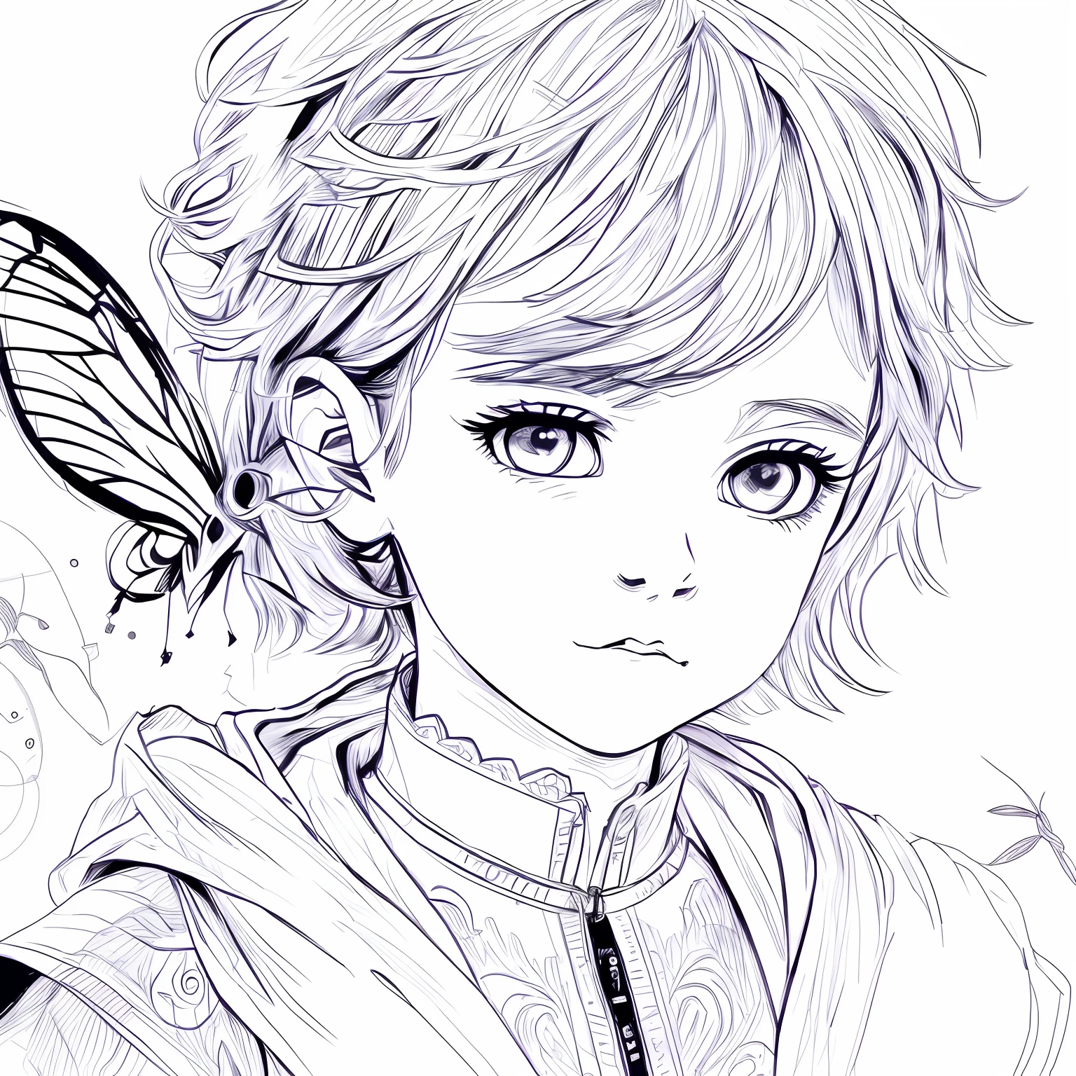 an anime line drawing of linus_sebastian,
