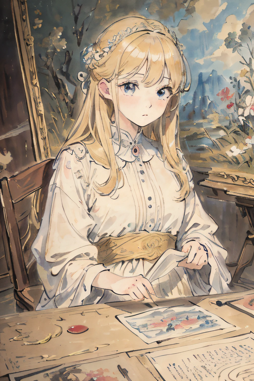 masterpiece, best quality, an extremely delicate and beautiful girl,an extremely delicate and beautiful, world masterpiece theater, ultra-detailed, highly detailed, best quality, blonde hair, highres, extremely detailed,1girl, best quality, illustration, looking at viewer, impasto, canvas, oil painting, realistic, realist ,real,