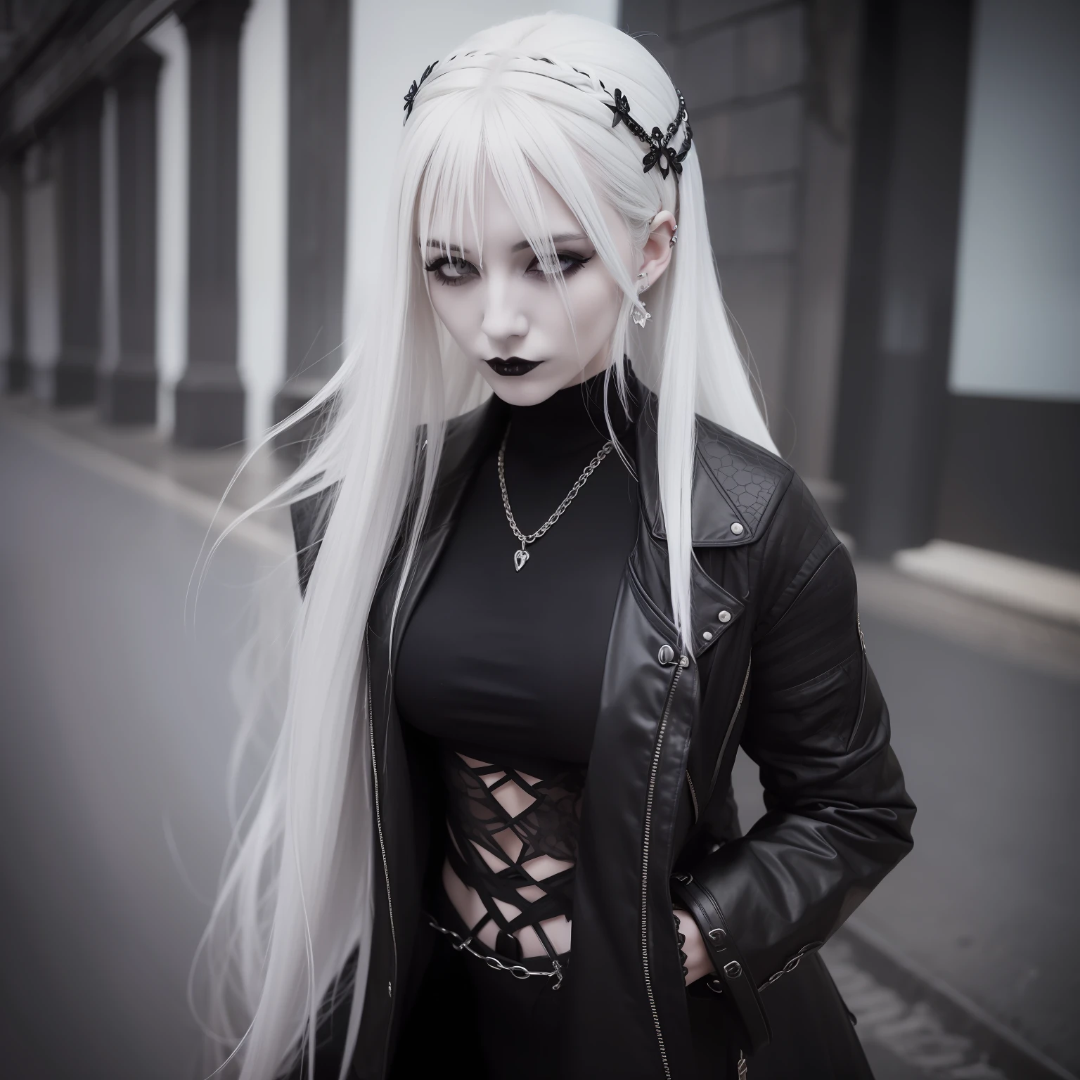 Goth top girl style suit with white wig