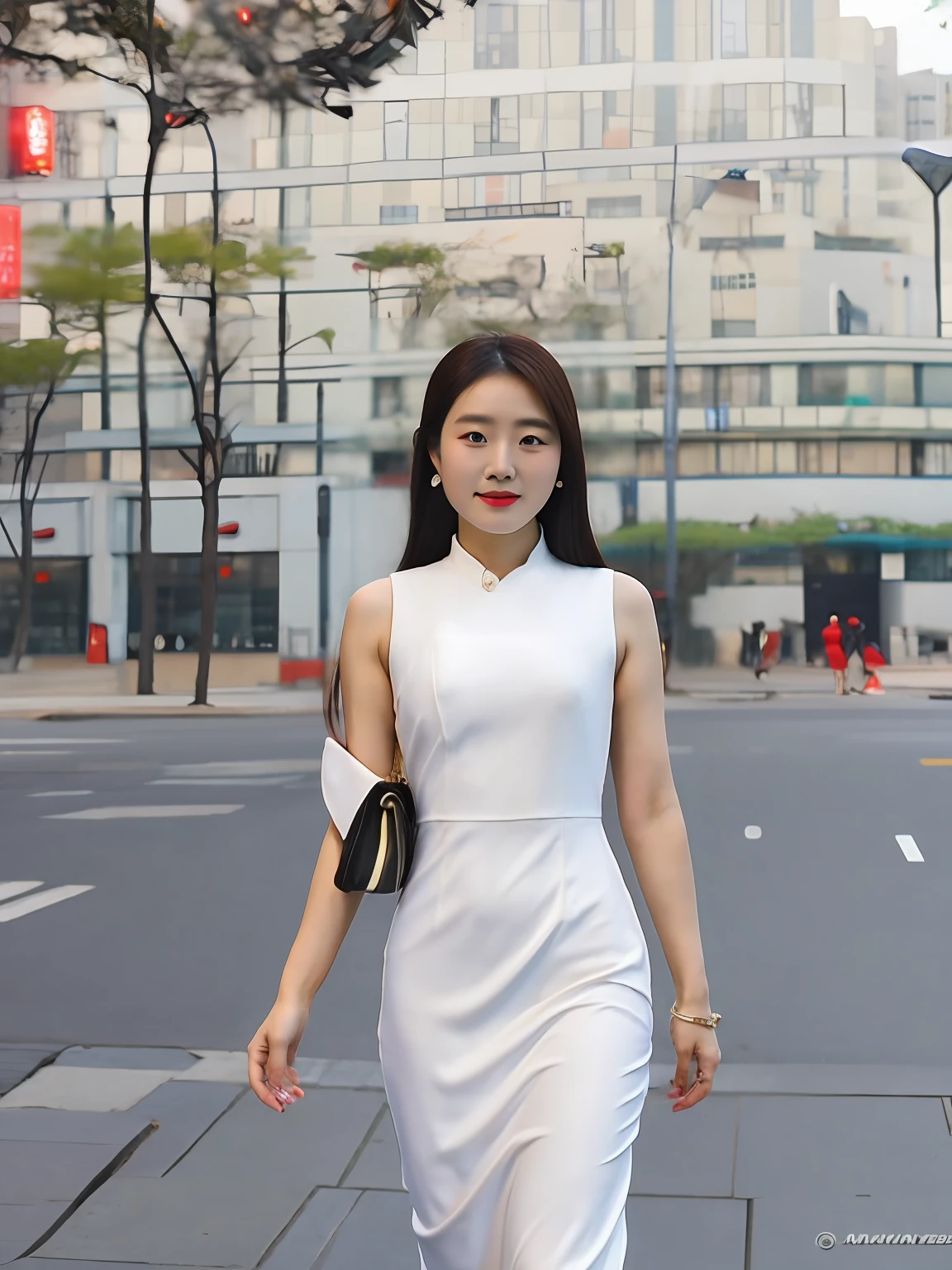 A lady. araki, Wearing a white dress, Stand in front of the building, wenfei ye, xintong chen, 2 , 30 year-old woman, 3 0 years old woman, Zhang Wanting, chengyou liu, wenjun lin, 2 9 years oldngchen shen, xue han, jinyiwei, xision wu