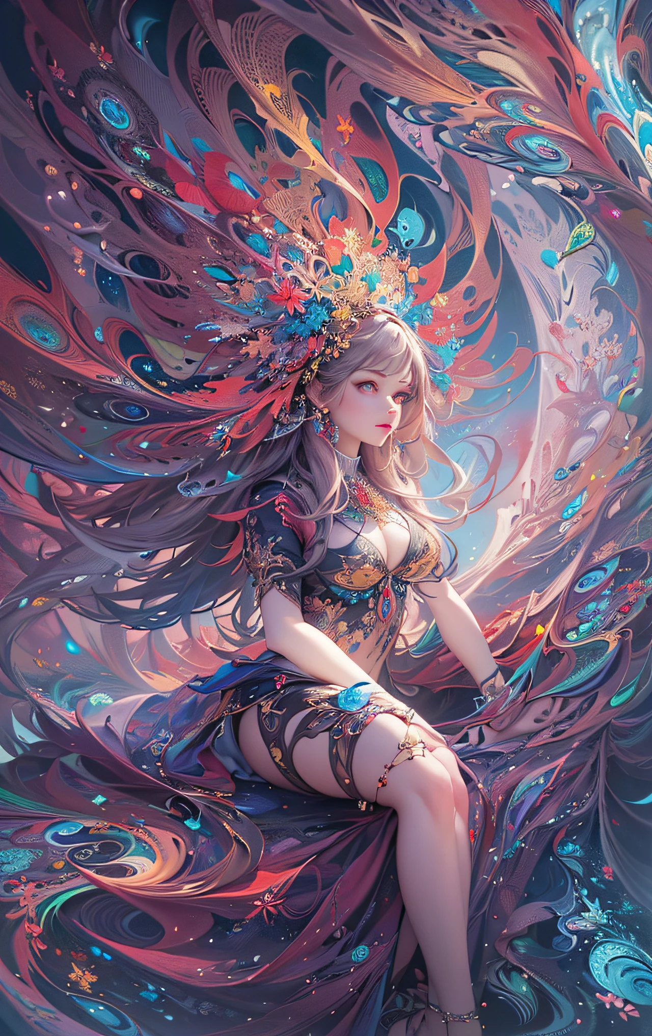 (masterpiece, top quality, best quality, official art, beautiful and aesthetic:1.2), (1girl), extreme detailed,(fractal art:1.3),colorful,highest detailed
