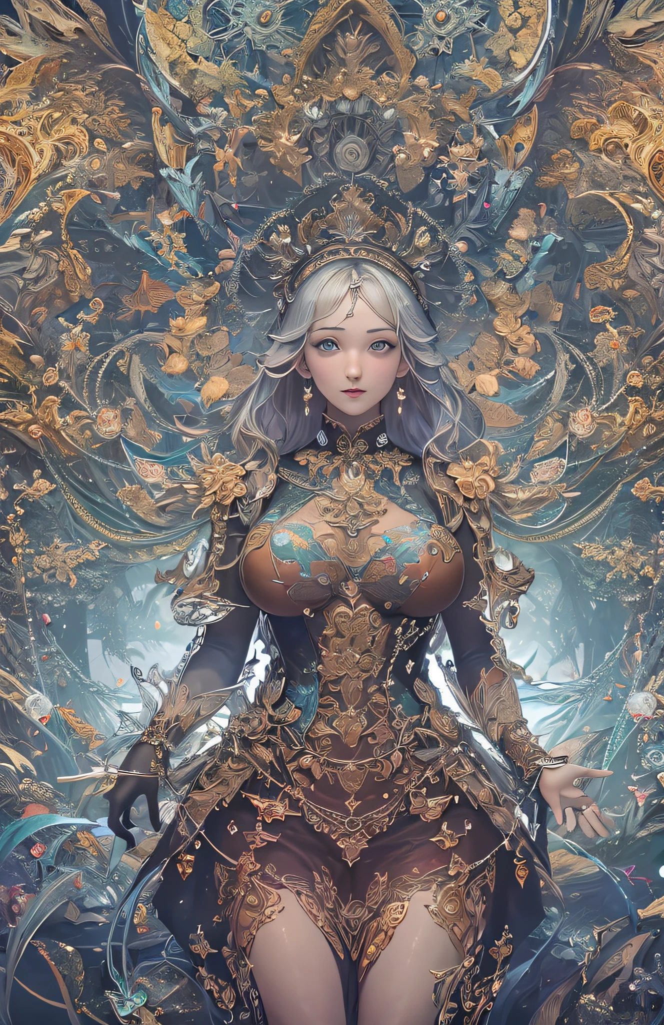 (masterpiece, top quality, best quality, official art, beautiful and aesthetic:1.2), (1girl), extreme detailed,(fractal art:1.3),colorful,highest detailed