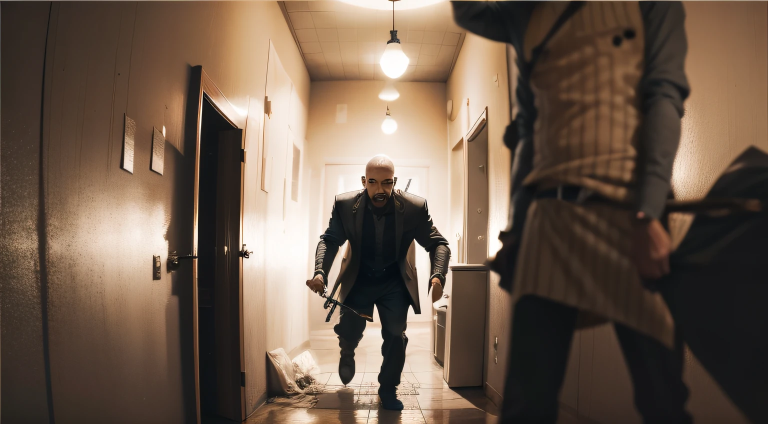 Terrifying man with a knife