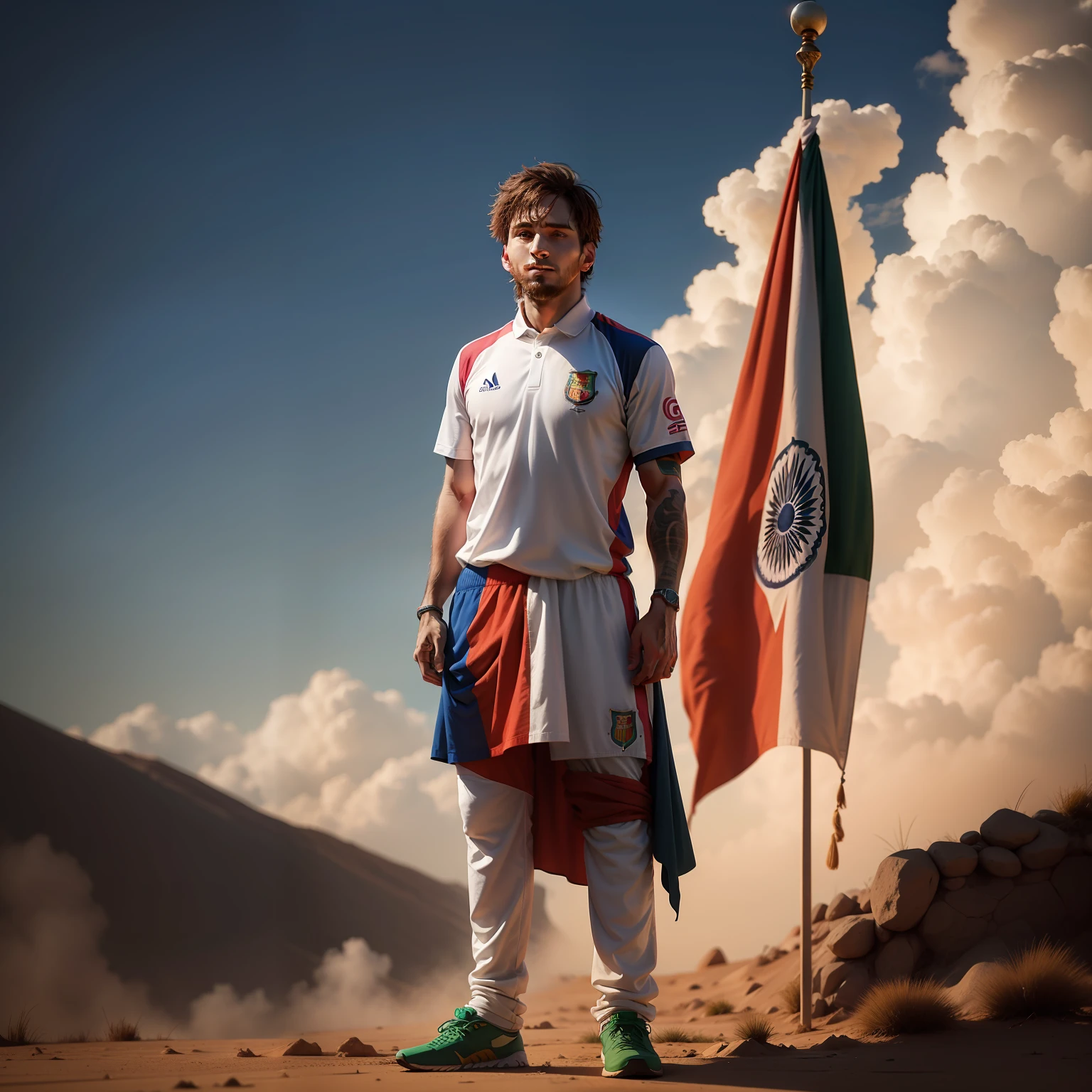 Photo of Leo Messi standing with Indian flag