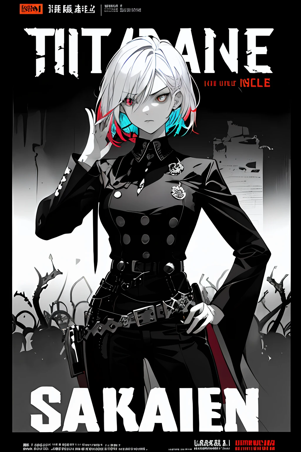 ((((dramatic))), (((gritty))), (((intense))) film poster featuring a young woman as the central character. She stands confidently in the center of the poster, wearing a stylish and edgy outfit, with a determined expression on her face. The background is dark and gritty, with a sense of danger and intensity. The text is bold and attention-grabbing, with a catchy tagline that adds to the overall feeling of drama and excitement. The color palette is mainly dark with splashes of vibrant colors, giving the poster a dynamic and visually striking appearance,tachi-e
(magazine:1.3), (cover-style:1.3), fashionable, woman, vibrant, outfit, posing, front, colorful, dynamic, background, elements, confident, expression, holding, statement, accessory, majestic, coiled, around, touch, scene, text, cover, bold, attention-grabbing, title, stylish, font, catchy, headline, larger, striking, modern, trendy, focus, fashion,