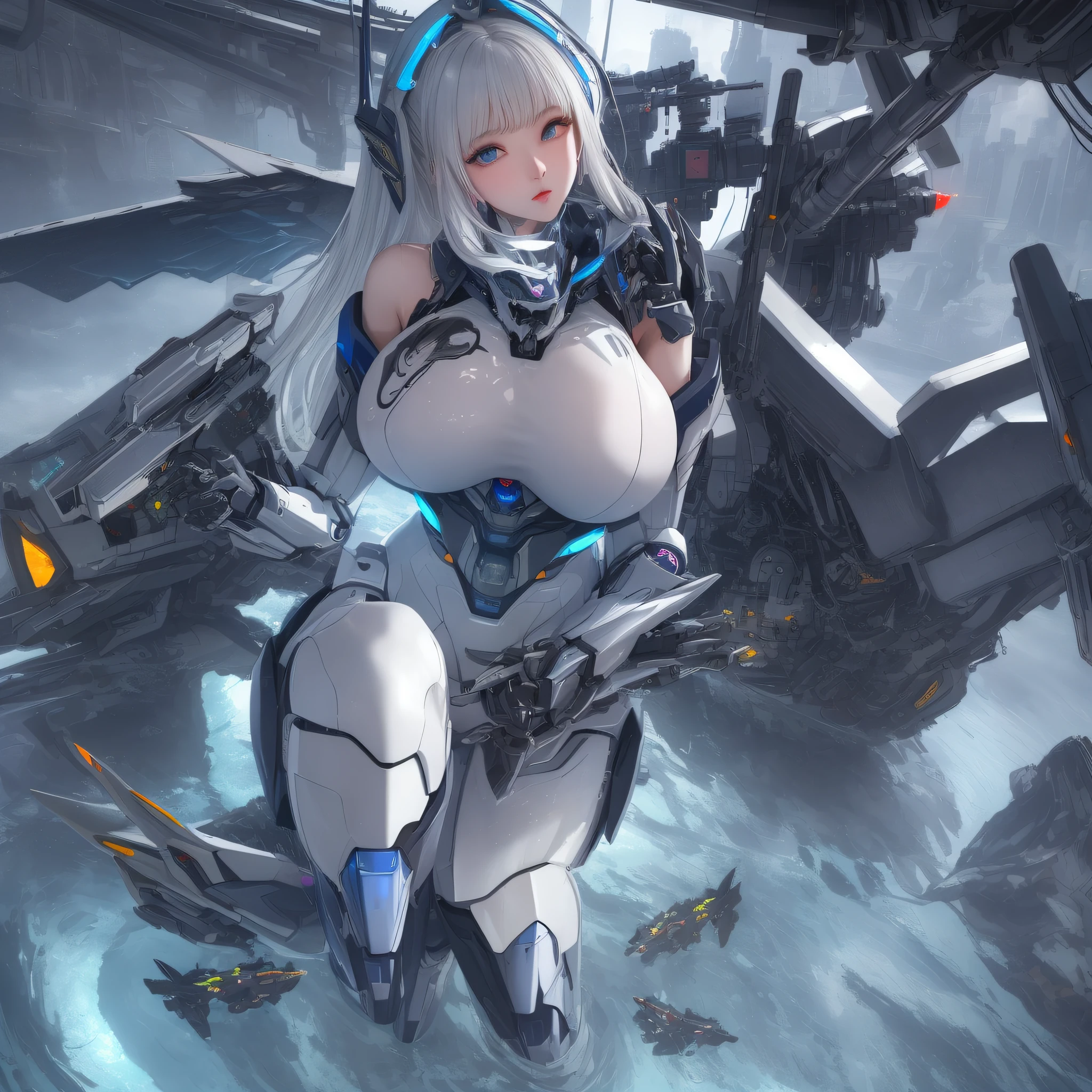 (masterpiece), best quality,{full body},((1 girl)),((beauty detailed eye)),{mecha,huge_filesize},(bare shoulders),science fiction,highly detailed,illustration,extremely detailed CG unity wallpaper,submerge,cinematic lighting,dramatic angle,{{beautiful face}},posing,caustics,fine water surface,,Mechanical wing,Metal wings,Mecha wing,{mecha clothes},robot girl,beautiful detailed face,