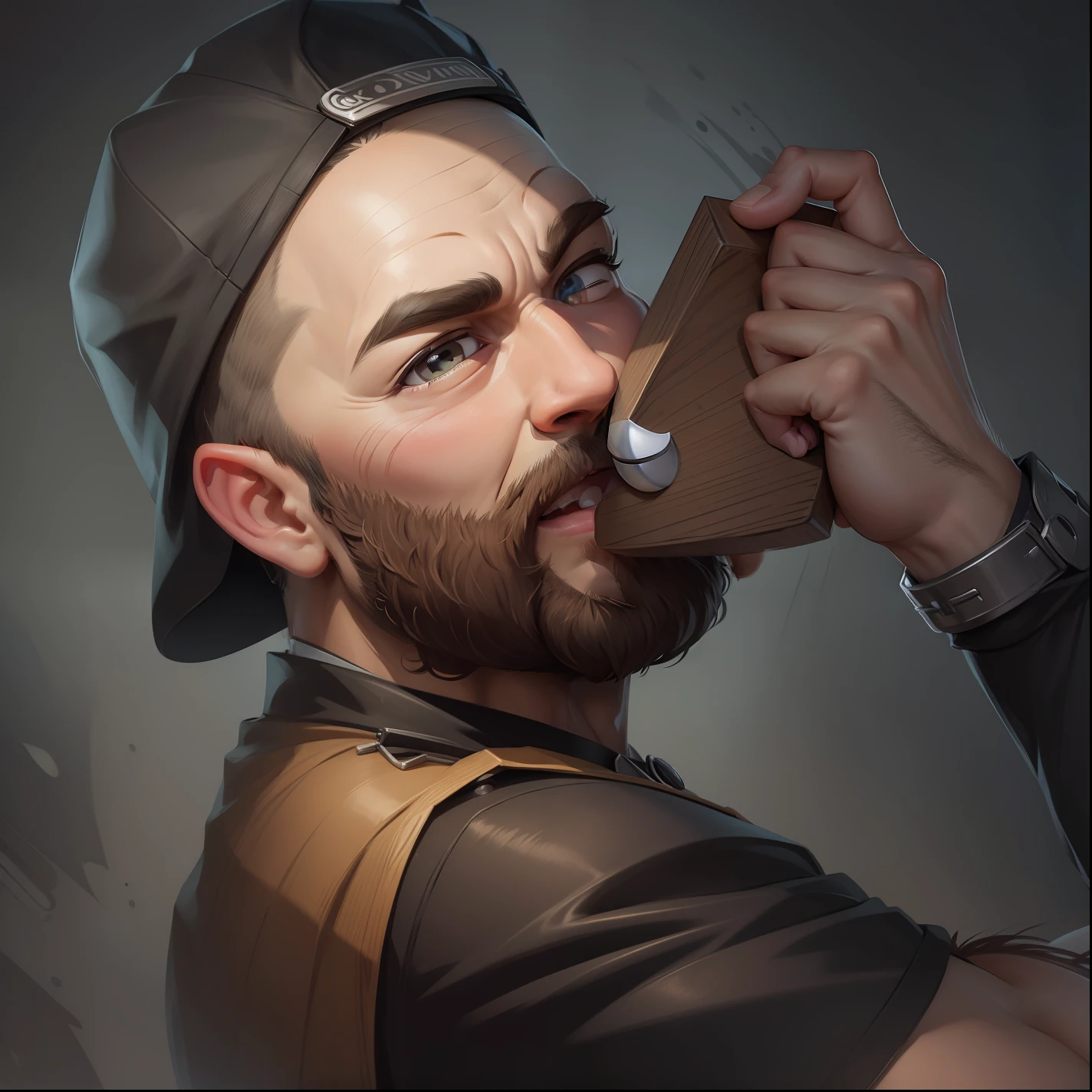 realstick face, realbeyes beard, cattoon, orginalsmile,
