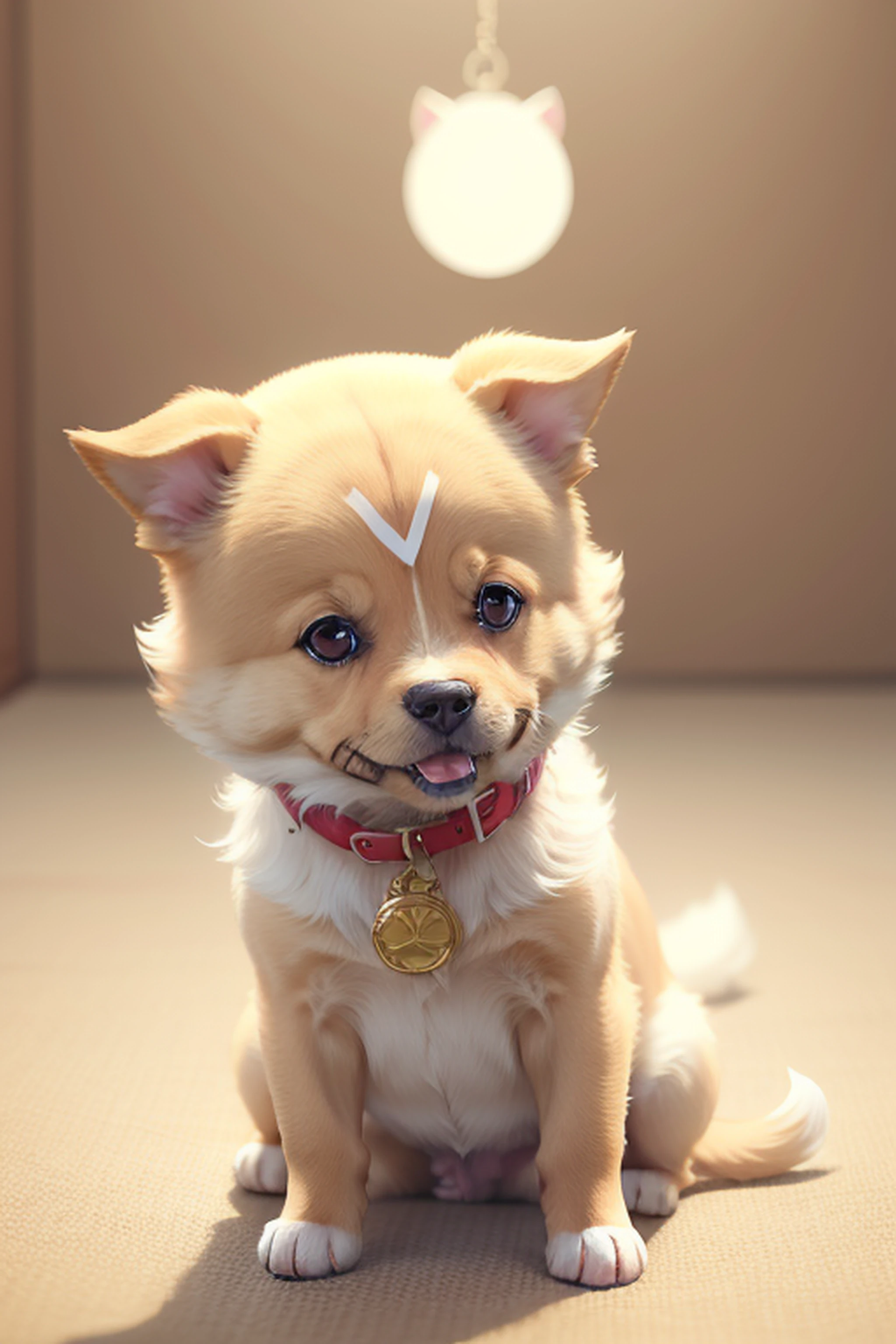 Beige background　kawaii　a Dog　magia　Fantasia