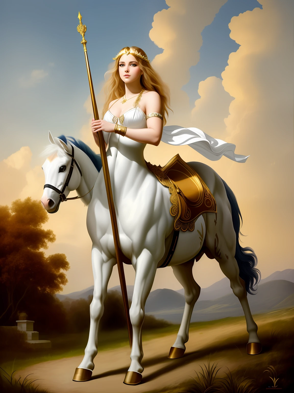 remove the masked part precisely, repair the part with generative fill, picture of a beautiful female centaur