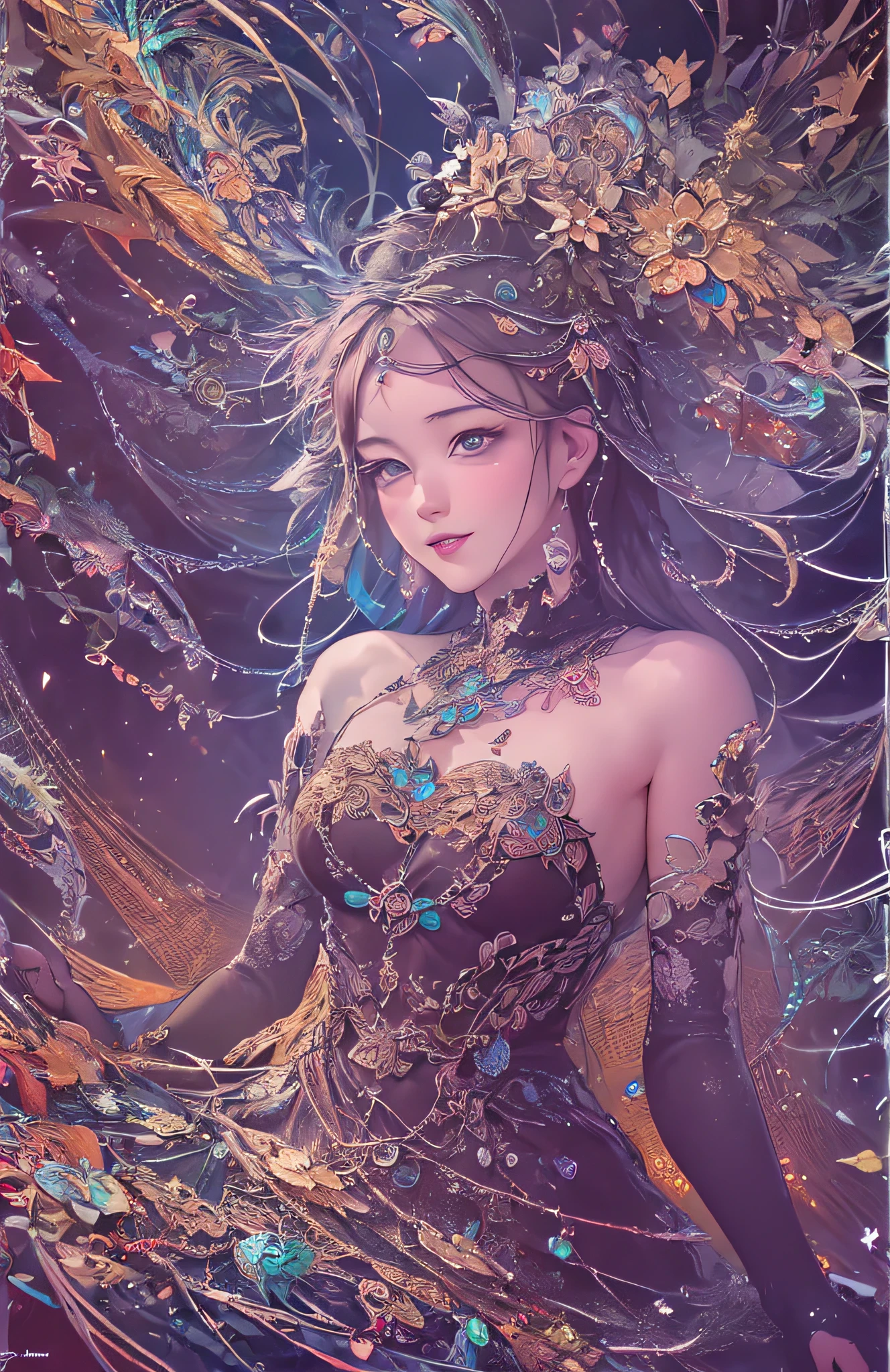 (masterpiece, top quality, best quality, official art, beautiful and aesthetic:1.2), (1girl), extreme detailed,(fractal art:1.3),colorful,highest detailed