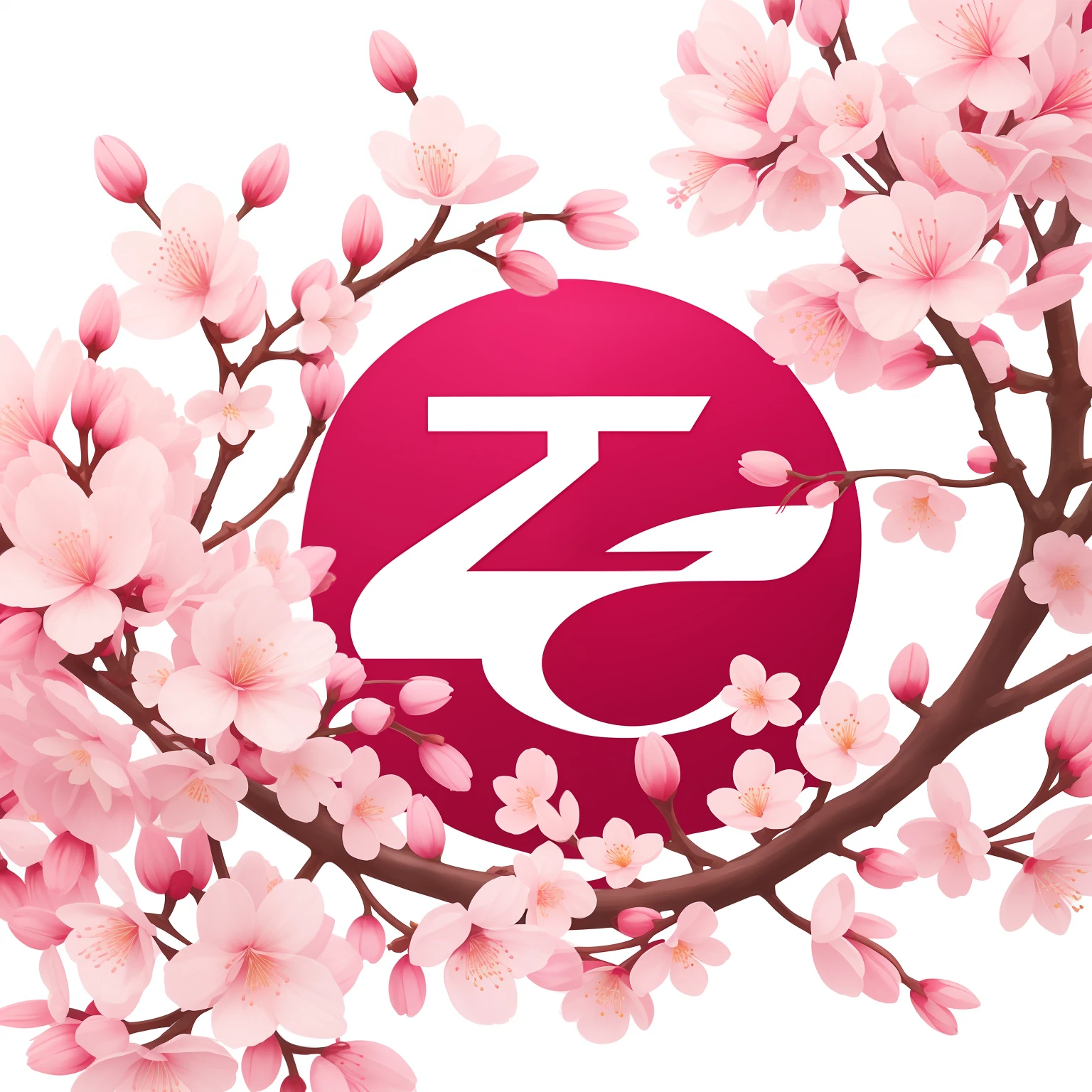 White background,A cherry blossom,Water cherry blossoms (Prompt) Inhuman logo logo