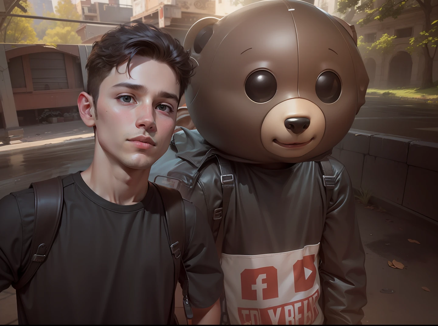 A boy, don't change any face, high detail, 32k resolution, ultra realistic, don't change teddy,