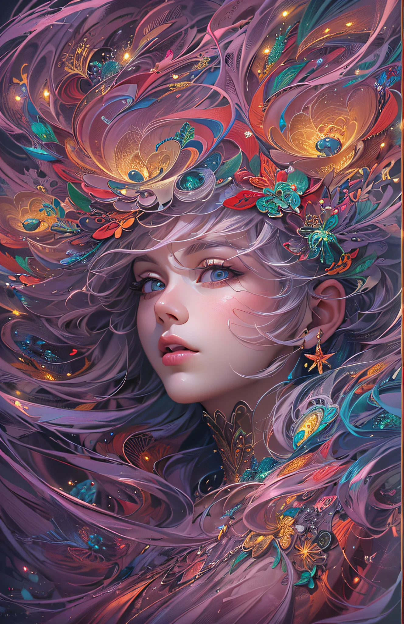 (masterpiece, top quality, best quality, official art, beautiful and aesthetic:1.2), (1girl), extreme detailed,(fractal art:1.3),colorful,highest detailed