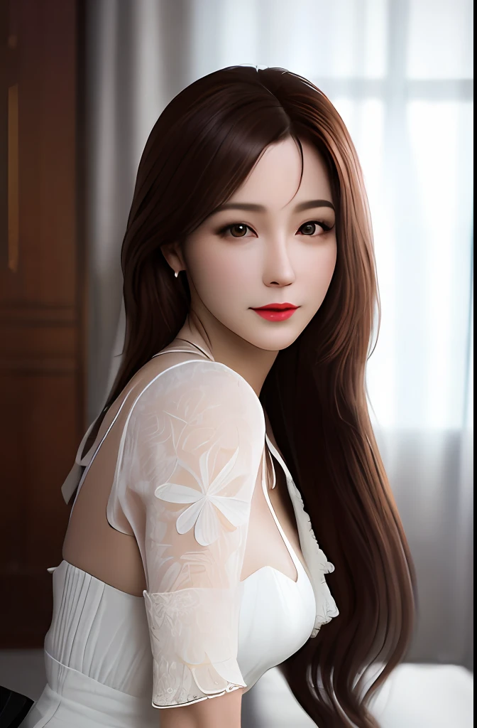 Very detailed eyes, very detailed face, very beautiful woman, best quality, super detailed (photorealistic), very delicate and beautiful legs, beautiful black eyes, absurdity, very detailed facial happy expression, professional illustration, shy, ff Tifa,brown hair,doggystyle,nfsw
