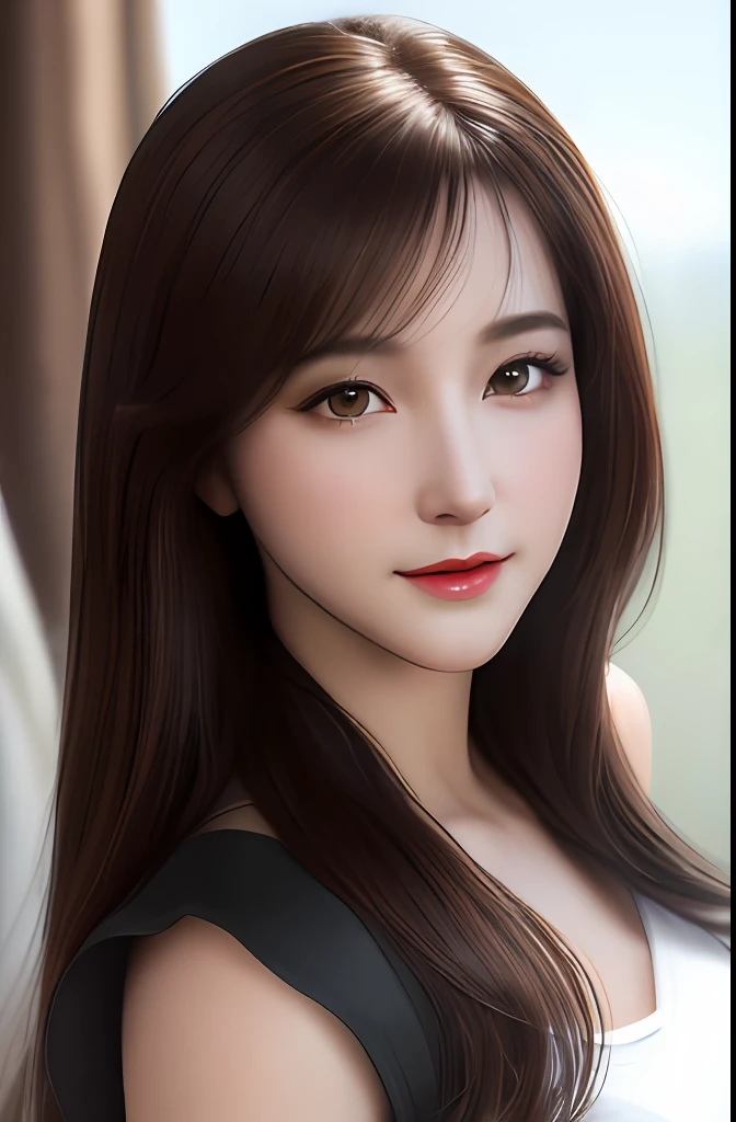 Very detailed eyes, very detailed face, very beautiful woman, best quality, super detailed (photorealistic), very delicate and beautiful legs, beautiful black eyes, absurdity, very detailed facial happy expression, professional illustration, shy, ff Tifa,brown hair,doggystyle,nfsw