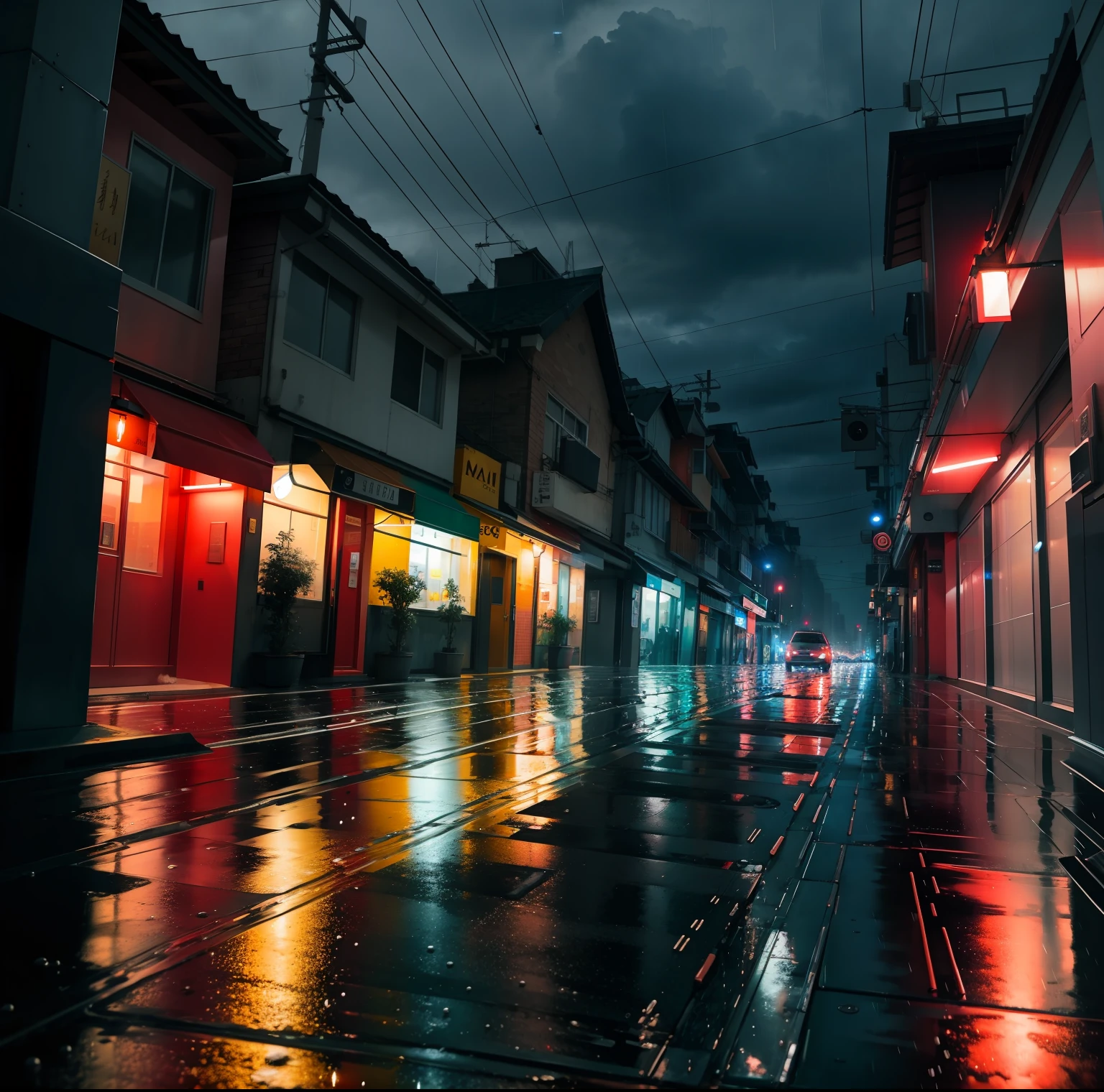 best quality, masterpiece,rain.night city