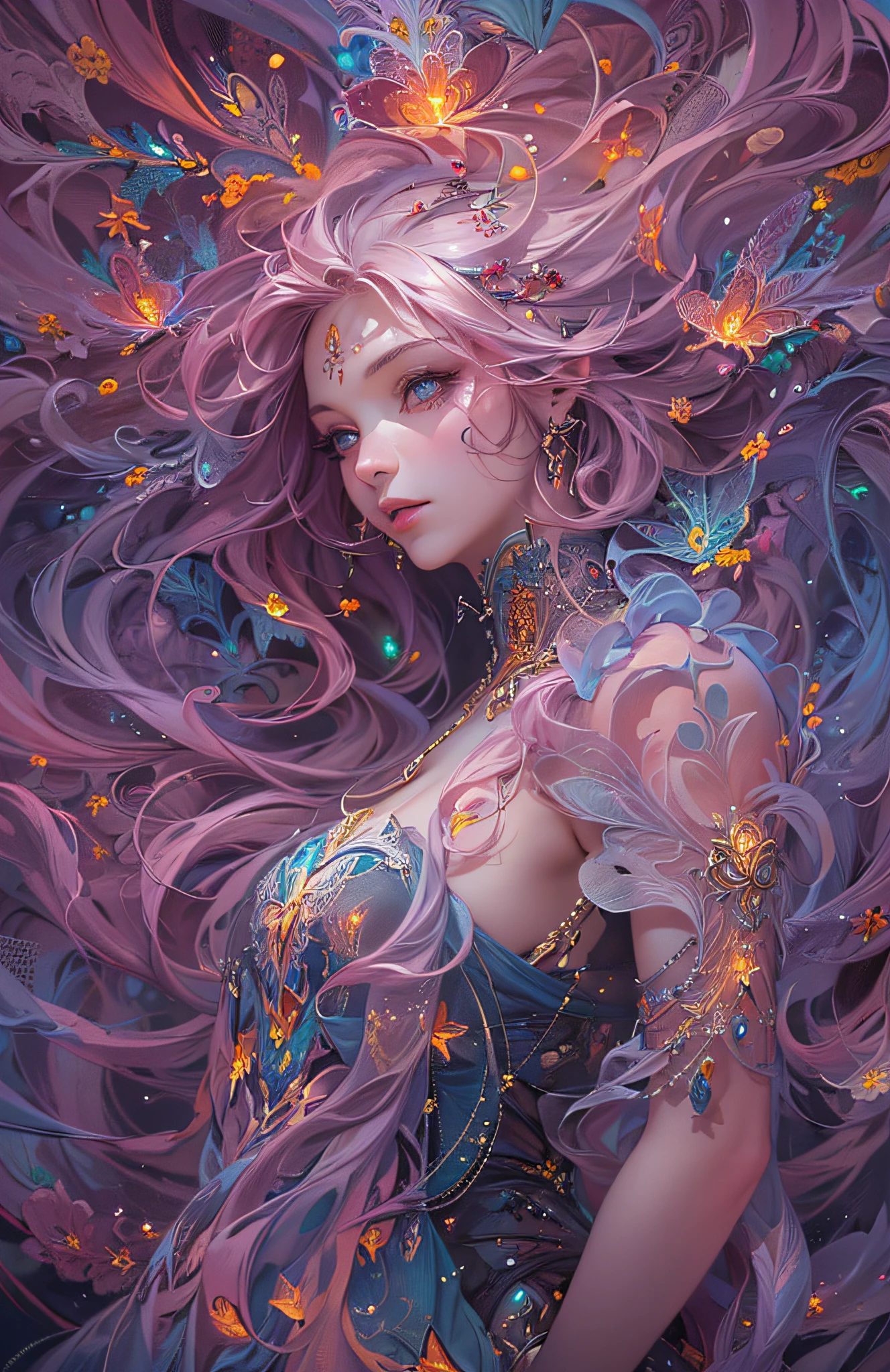(masterpiece, top quality, best quality, official art, beautiful and aesthetic:1.2), (1girl), extreme detailed,(fractal art:1.3),colorful,highest detailed