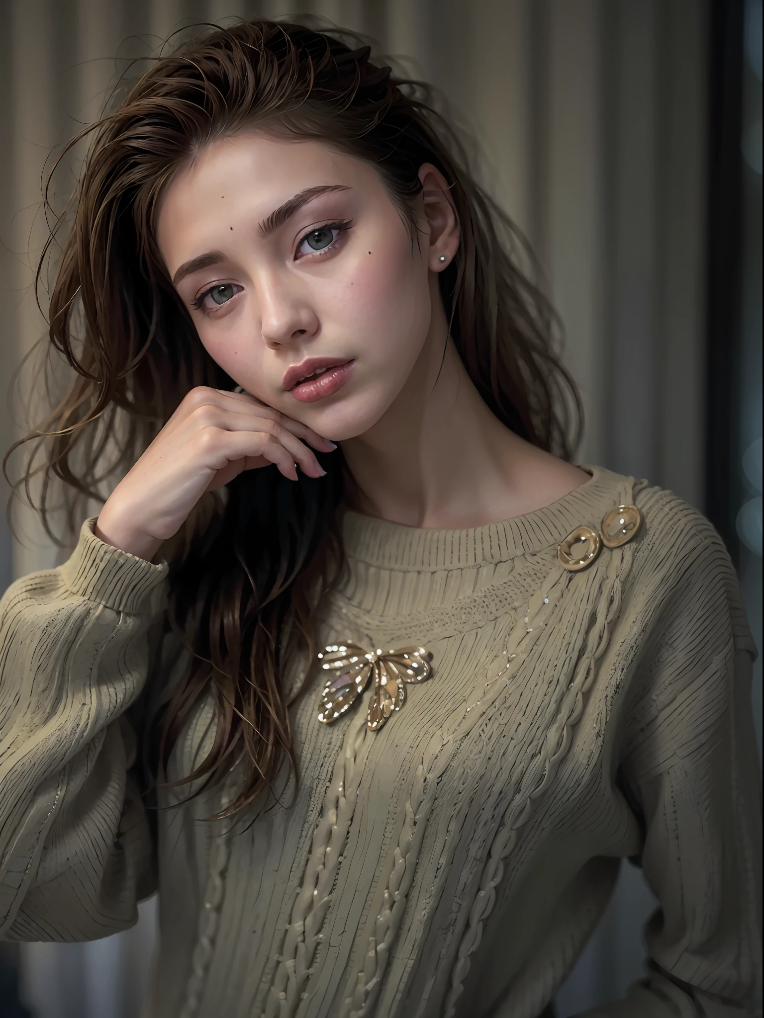 beautiful 22 years old girl posing for a photo,(wearing jumper_dress:1.3), night dress,
good hand,4k, high-res, masterpiece, best quality, head:1.3,((Hasselblad photography)), finely detailed skin, sharp focus, (cinematic lighting), collarbone, night, soft lighting, dynamic angle, [:(detailed face:1.2):0.2],(((5 stars hotel))), outside,