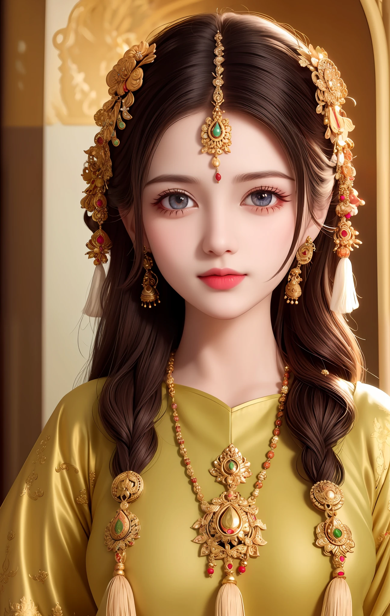 Best Quality, Masterpiece, High Resolution, indian 1girl, rudraksha mala wearing, Super Beautiful Face, Super Beautiful Eyes, Super Beautiful Hair