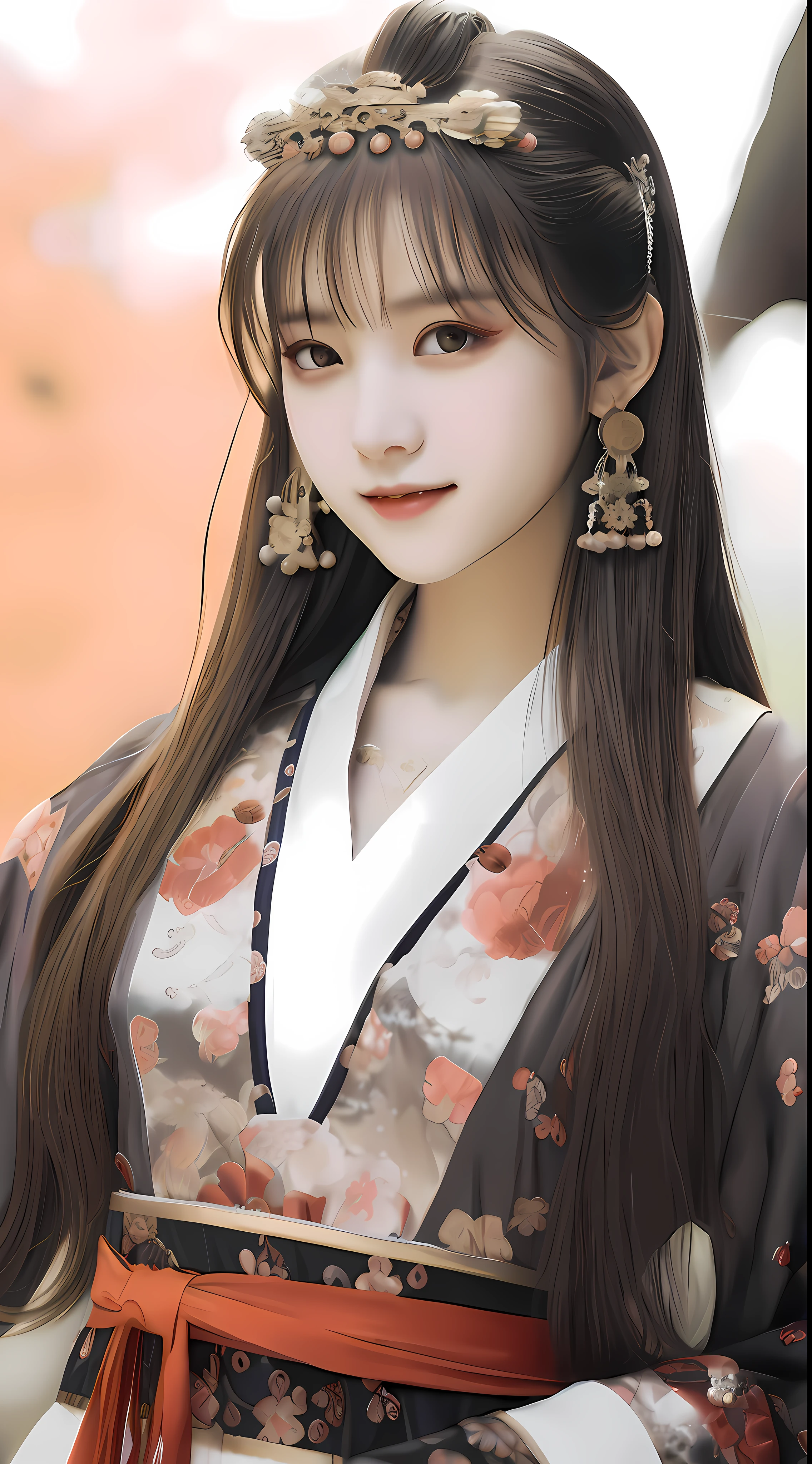 Allafard Asian woman in a flower crown kimono dress, palace ， A girl in Hanfu, Guviz-style artwork, Wearing ancient Chinese clothes, Traditional beauty, Hanfu, Beautiful character painting, Guviz, Chinese girl, White Hanfu, author：Yu Zheding, Beautiful digital artwork, with acient chinese clothes
