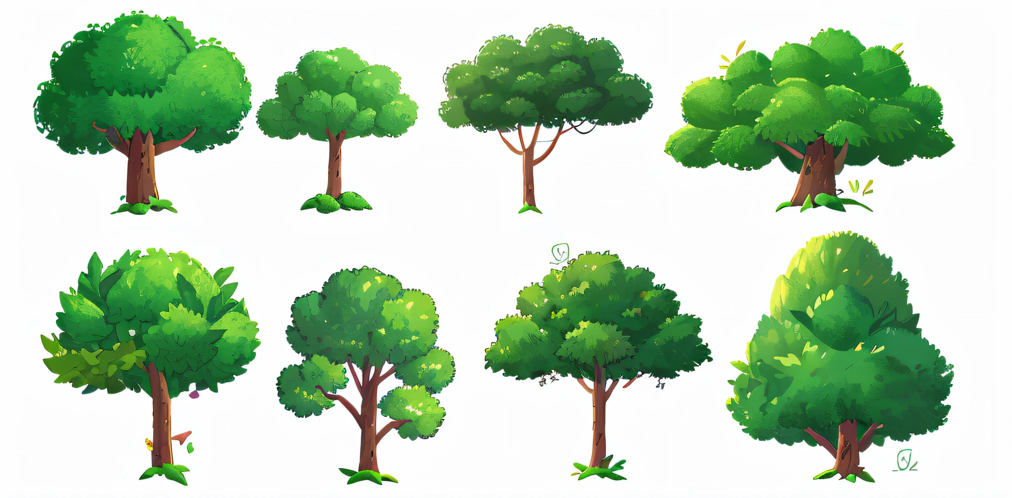 Clusters of trees and shrubs on white background, some trees, props containing trees, Detailed trees, many trees and plants, trees and bushes, Many trees, ultra detailed trees, Lots of trees, plants and trees, tree and plants, nature trees, a lot of tree, trees around, game asset of plant and tree, trees with lots of leaves, Green trees