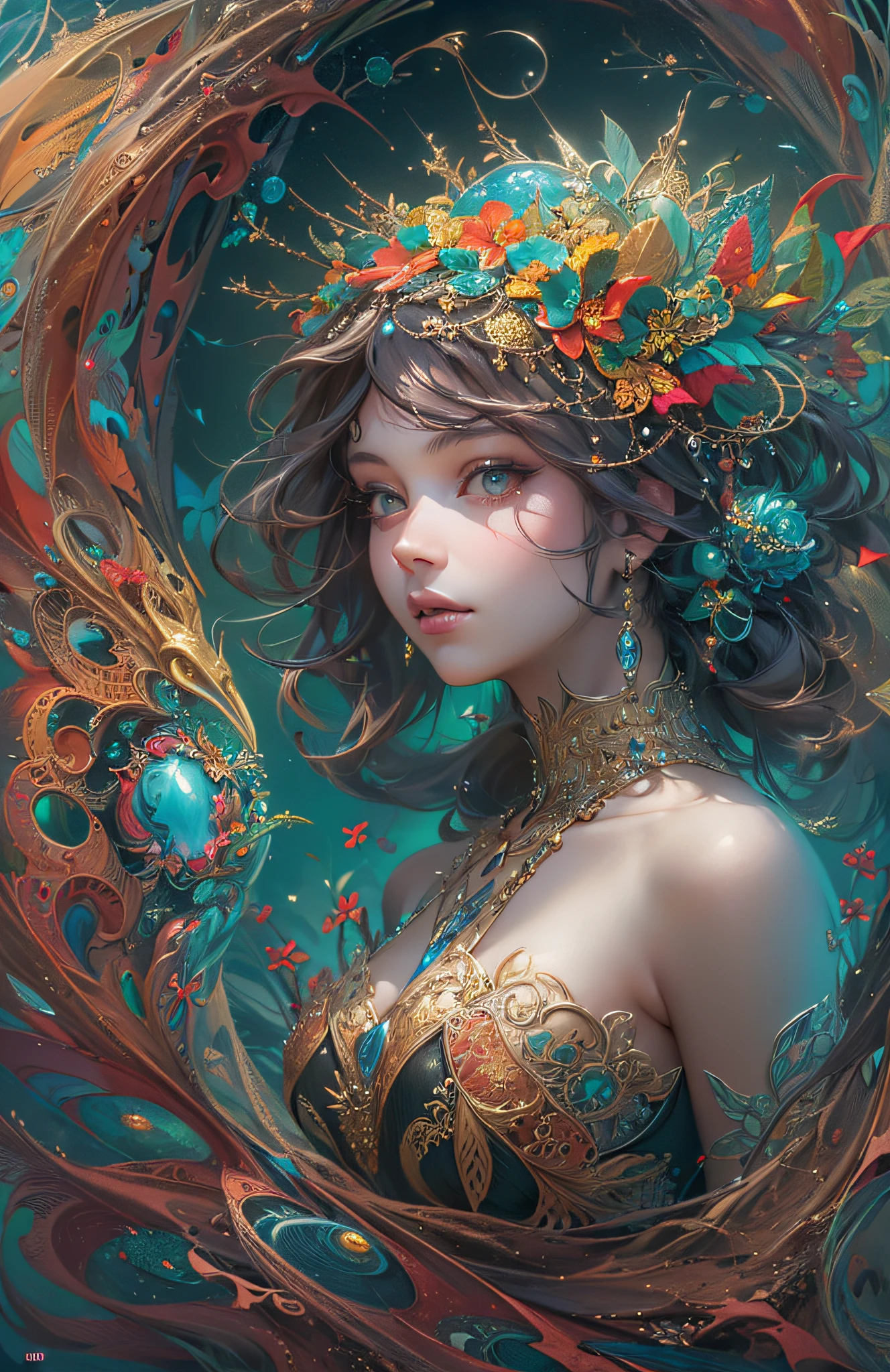 (masterpiece, top quality, best quality, official art, beautiful and aesthetic:1.2), (1girl), extreme detailed,(fractal art:1.3),colorful,highest detailed