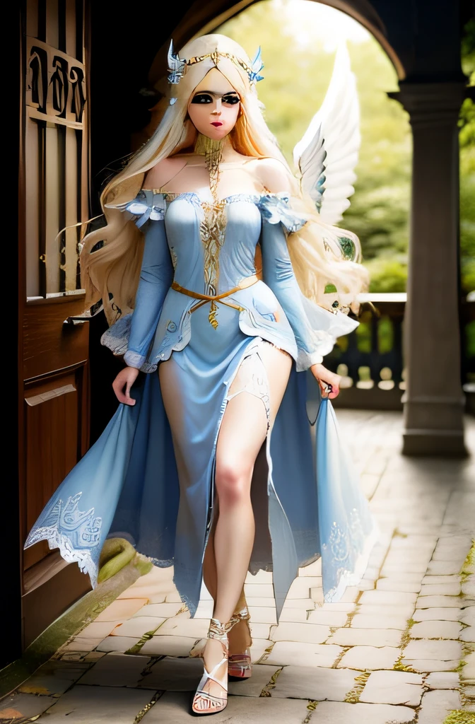 Lace sandals，Elven Maiden，blonde with blue eyes，Angel costumes