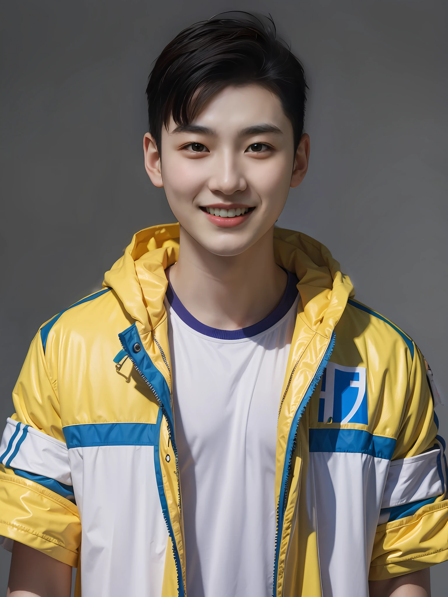 A Chinese male high school student，Wear colorful sportswear