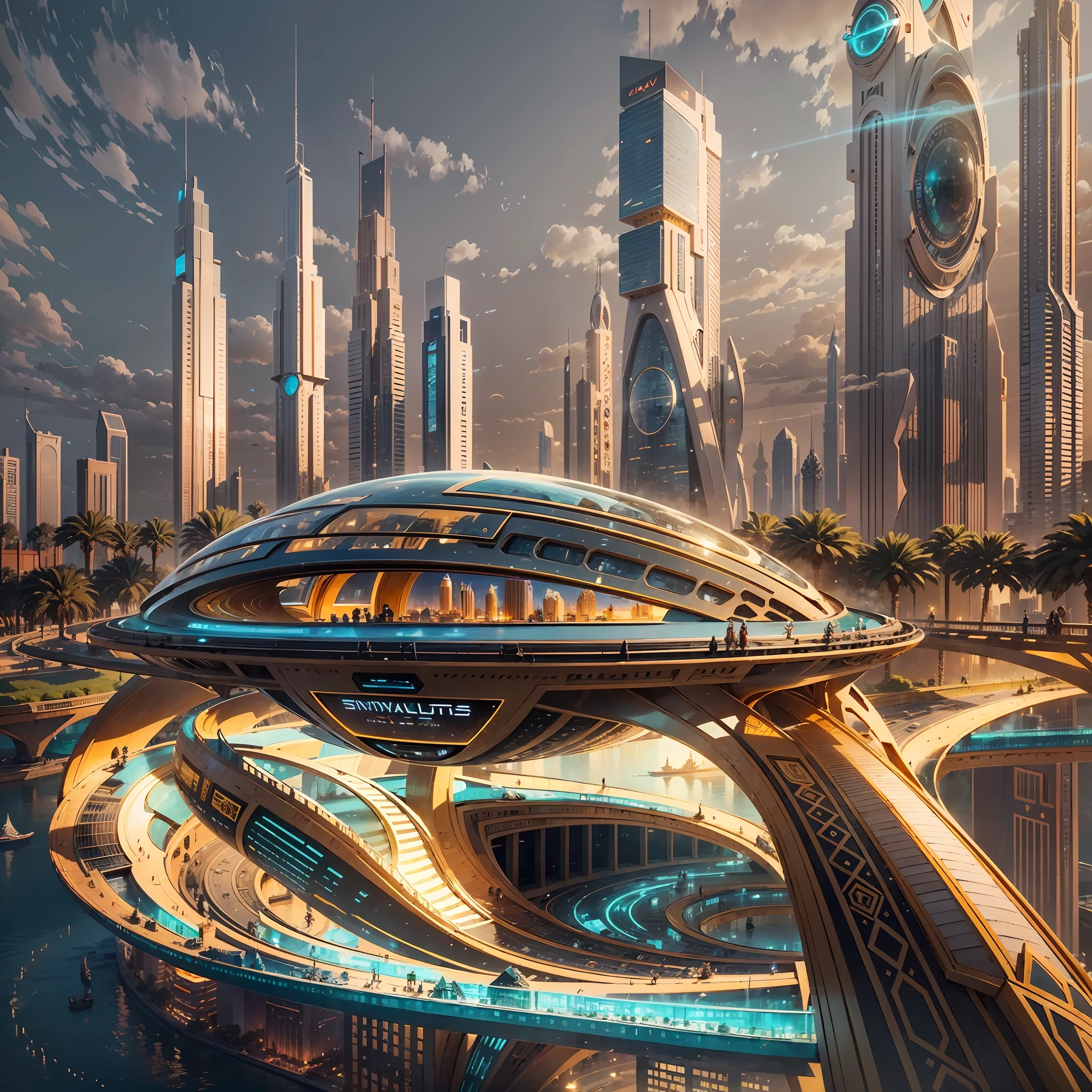 Enter a fascinating vision of the future through captivating futuristic imagery of the city of Dubai. The towering giant skyscraper is decorated with gold ornaments and a smooth glass curtain wall,pierce the sky, The vibrant lights of the city that never sleeps. In the midst of a bustling cityscape, An iconic giant pyramid-style high-tech building, Its architectural marvels are enhanced in a futuristic style. When the hovercar glides easily through the air,The city is full of life,Full of life。,Full of life。,Full of life。,Full of life。,Full of life。,Full of life。,Full of life。,Full of wealth。,Full of luxury。,Full of technology。。, State-of-the-art technology blends seamlessly with traditional Arabian luxury urban structures. This stunning work of art, Wearing a luxurious Arabian burqa,Arab beauty masked with gold veil,Standing on Balcony,Watch as magnificent cities use Pixai to bring powerful AI models to life, Show the limitless creativity and possibilities of our imagination. Experience the future of the cityscape at Pixai,Immerse yourself in a visionary world of art