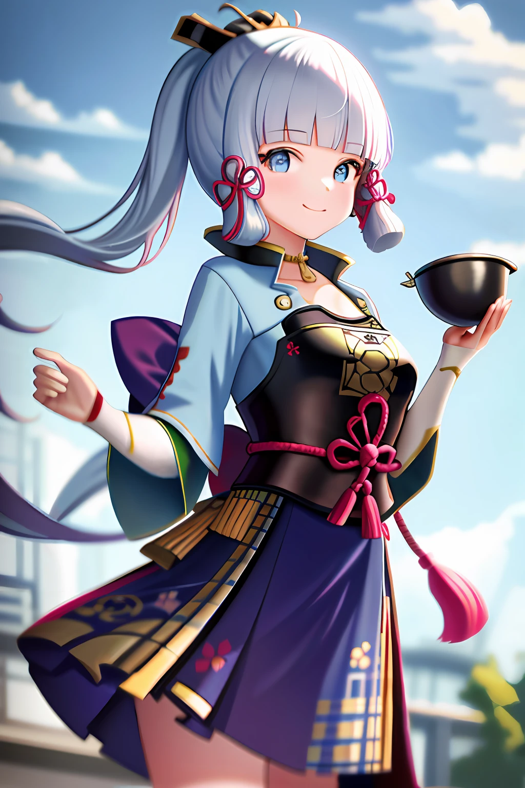 masterpiece, highres, best quality, 1girl solo, kamisato_ayaka, smile, kimono