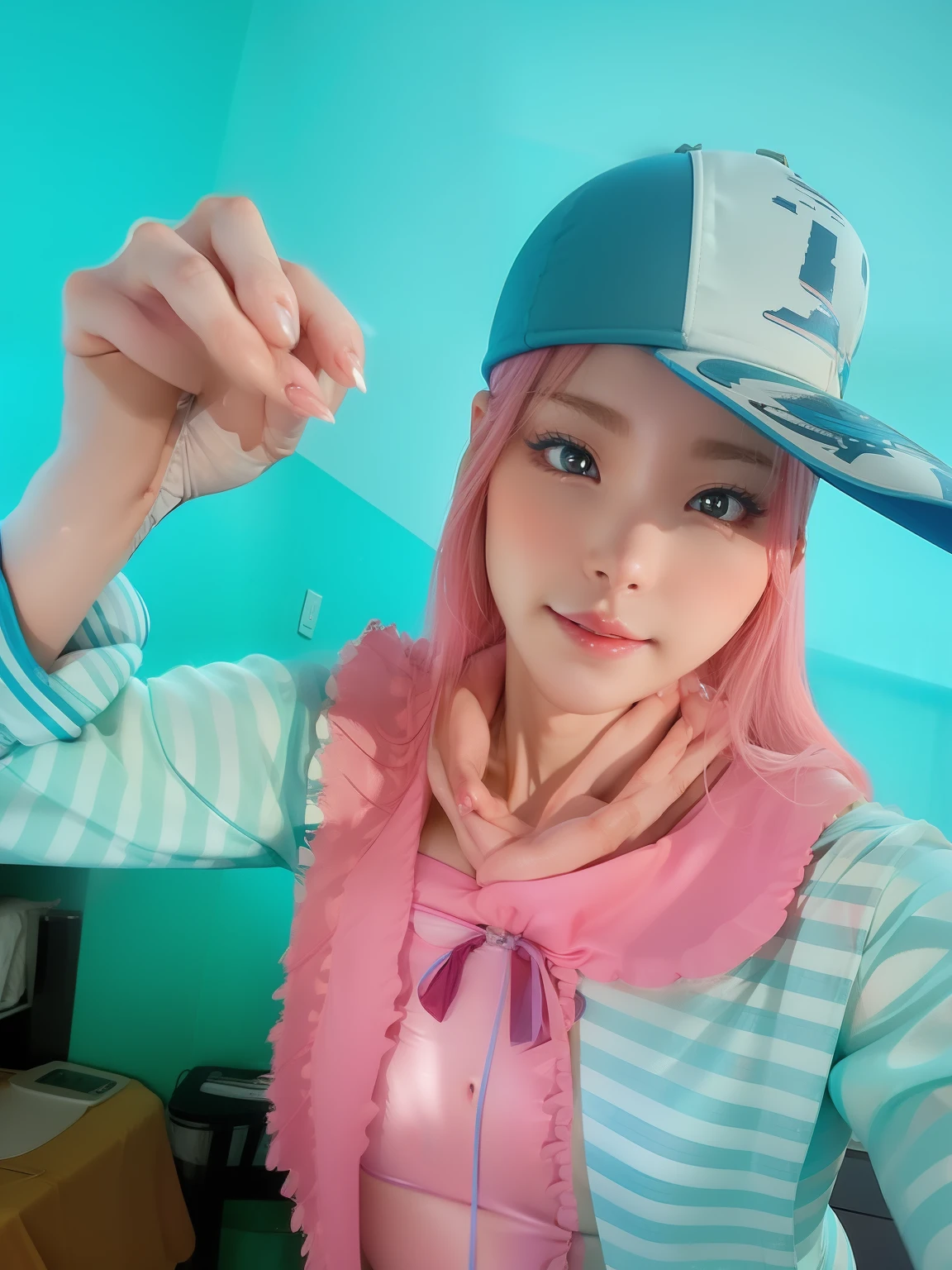 there is a woman in a blue swimsuit posing for a picture, seductive anime girl, wearing leotard, cute girl wearing tank suit, ultrarealistic sweet bunny girl, realistic young gravure idol, pretty face with arms and legs, japanese goddess, sexy girl, photo of slim girl model, beautiful asian girl, photorealistic perfect body, japanese model, tight attire